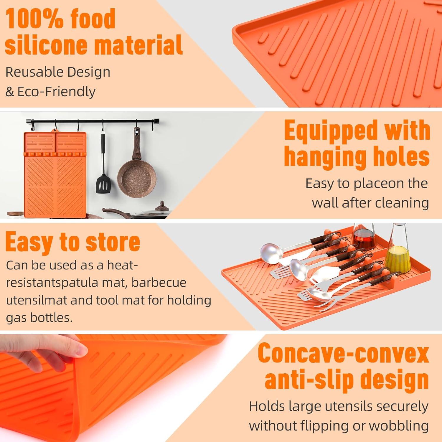 Alfombrilla de Silicona para Parrilla Blackstone Naranja 40x29 cm