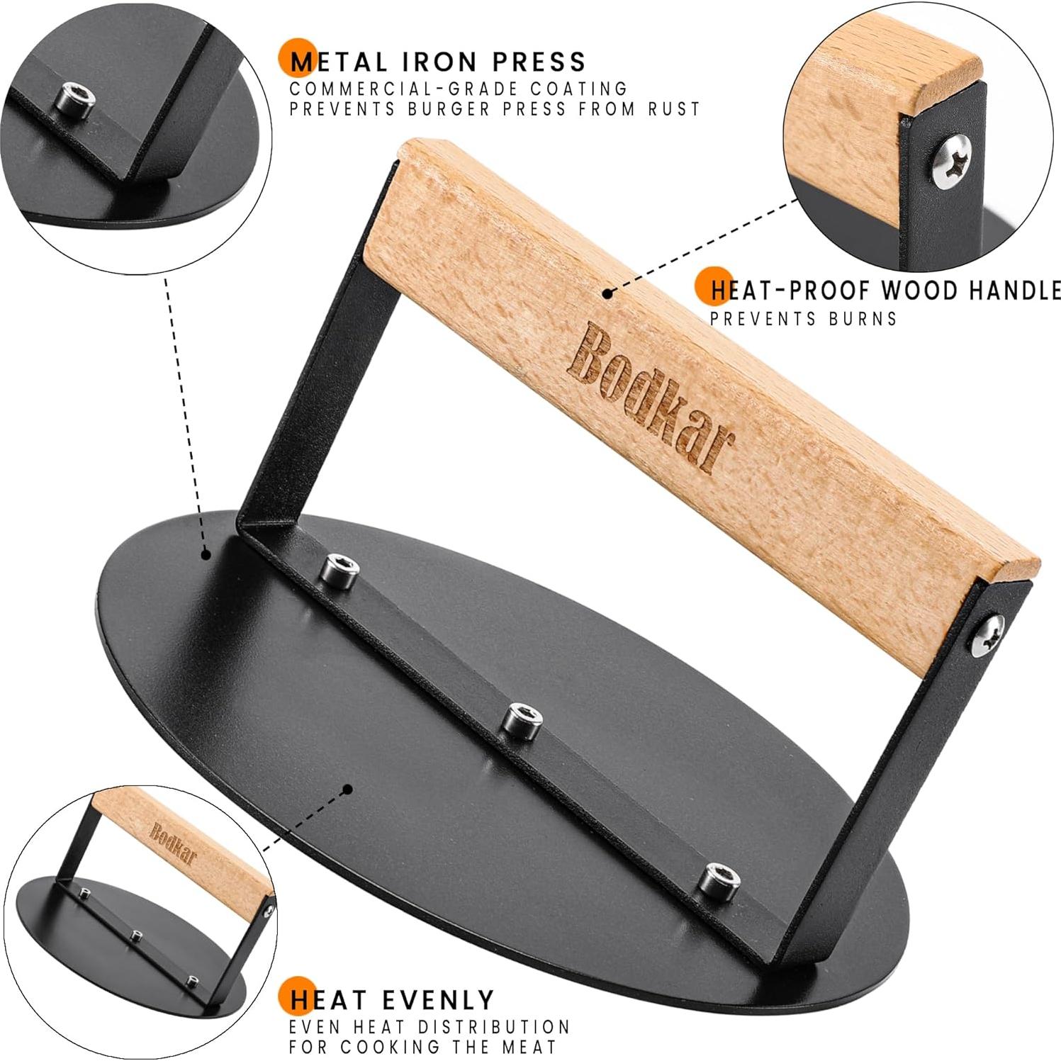 Prensa para Hamburguesas Bodkar 15 cm con Mango de Madera