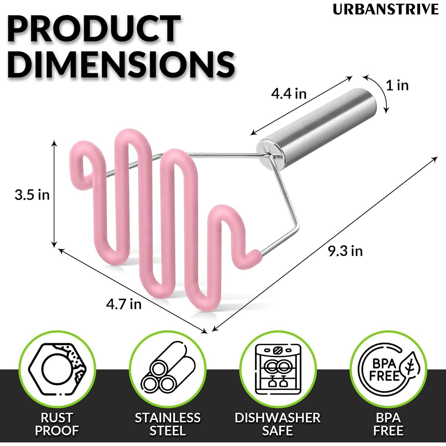 Prensador de Papas Urbanstrive Acero Inoxidable Rosa 23x12cm