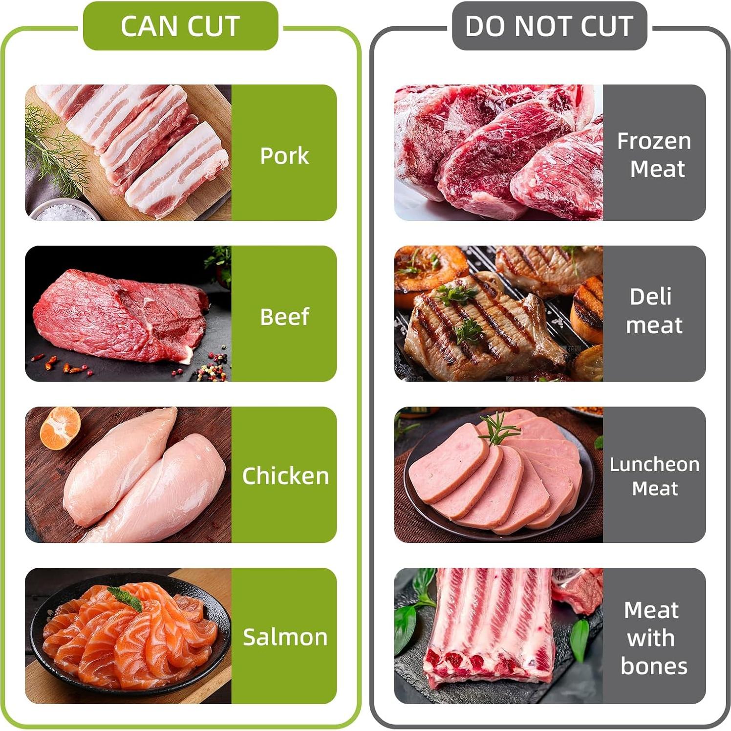 Cortador de Carne Fresca QYKIC con 17 Cuchillas y Grosor Ajustable