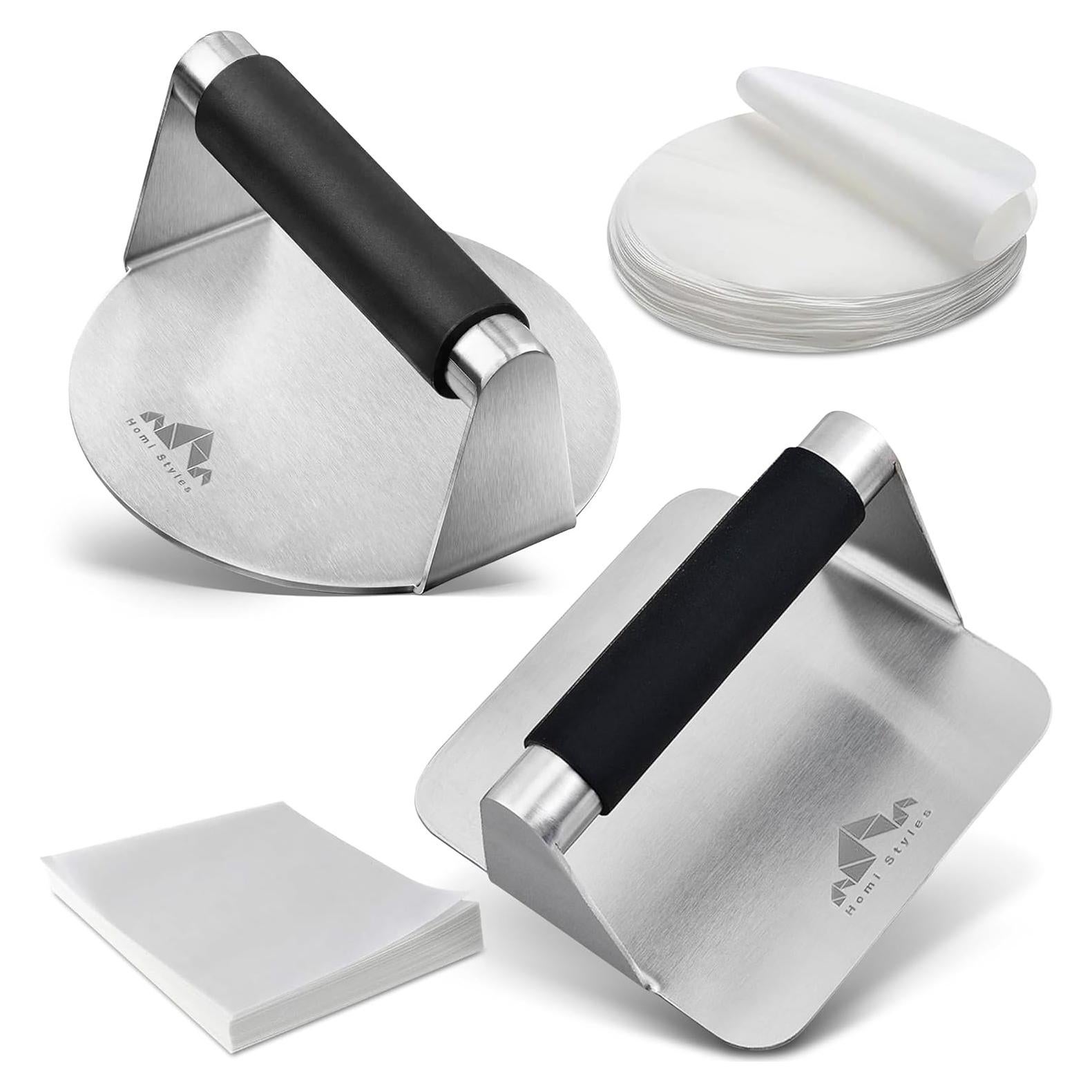 Prensa para Hamburguesas Homi Styles - Acero Inoxidable con Mangos de Silicona