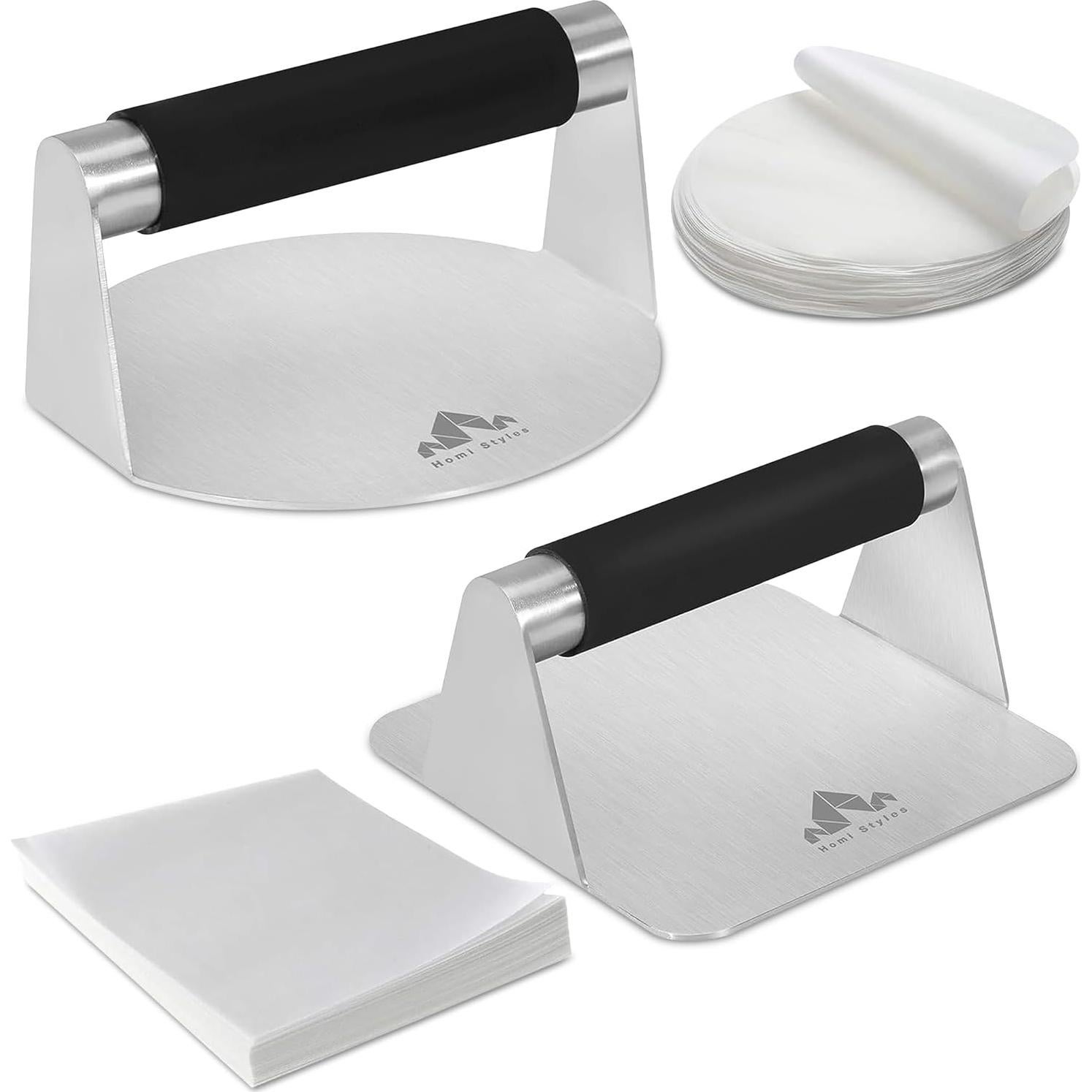 Prensa para Hamburguesas Homi Styles - Acero Inoxidable con Mangos de Silicona