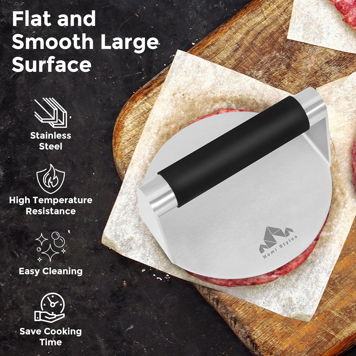 Prensa para Hamburguesas Homi Styles - Acero Inoxidable con Mangos de Silicona