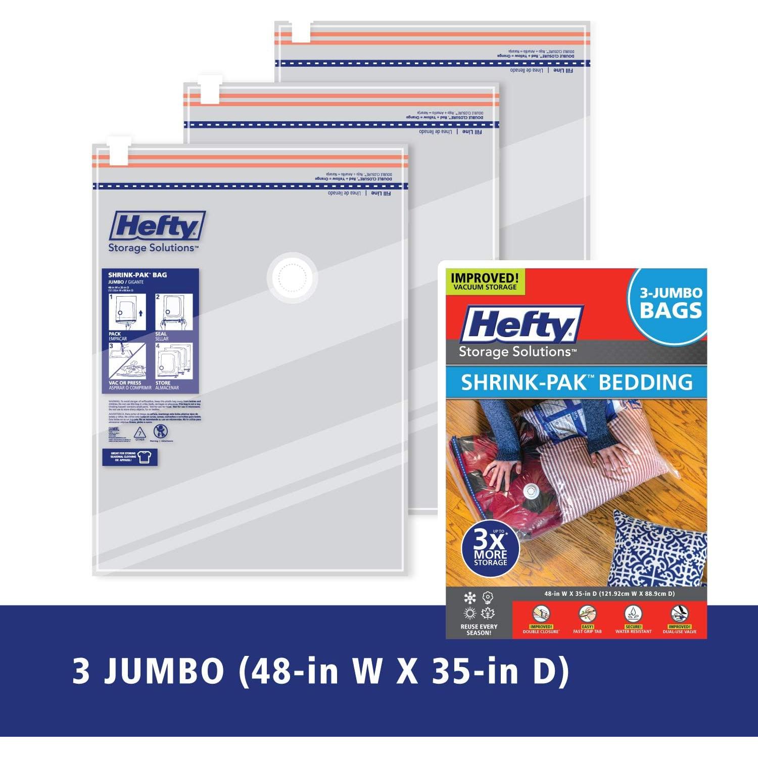 Bolsas de Almacenamiento al Vacío Hefty Shrink-Pak Jumbo - 3 Unidades