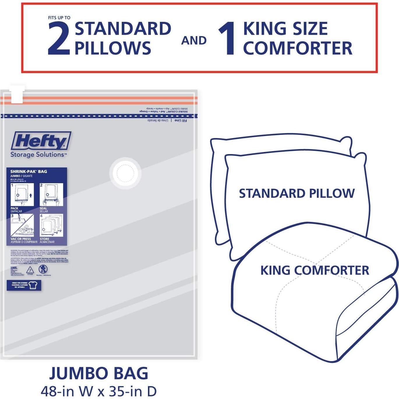 Bolsas de Almacenamiento al Vacío Hefty Shrink-Pak Jumbo - 3 Unidades
