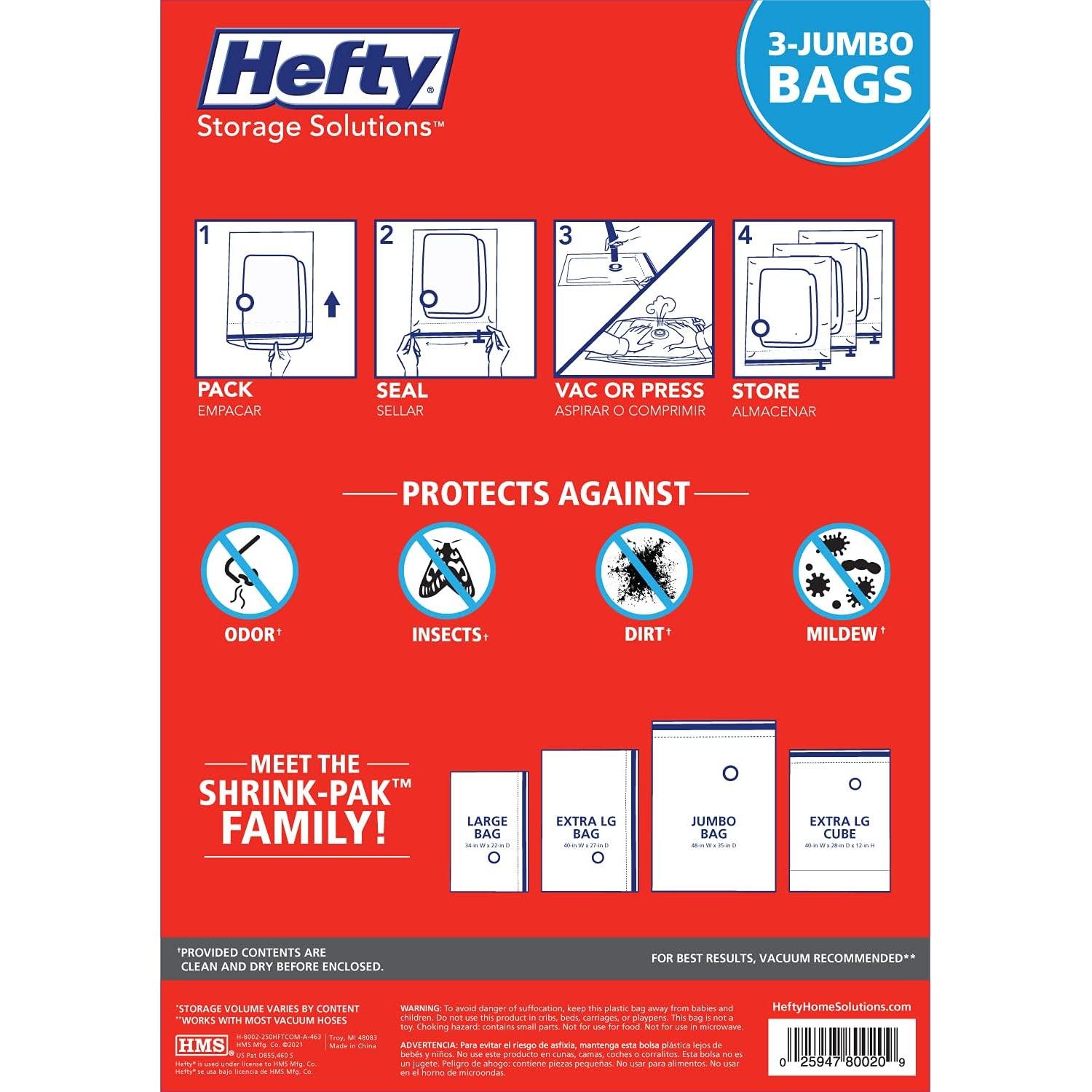 Bolsas de Almacenamiento al Vacío Hefty Shrink-Pak Jumbo - 3 Unidades