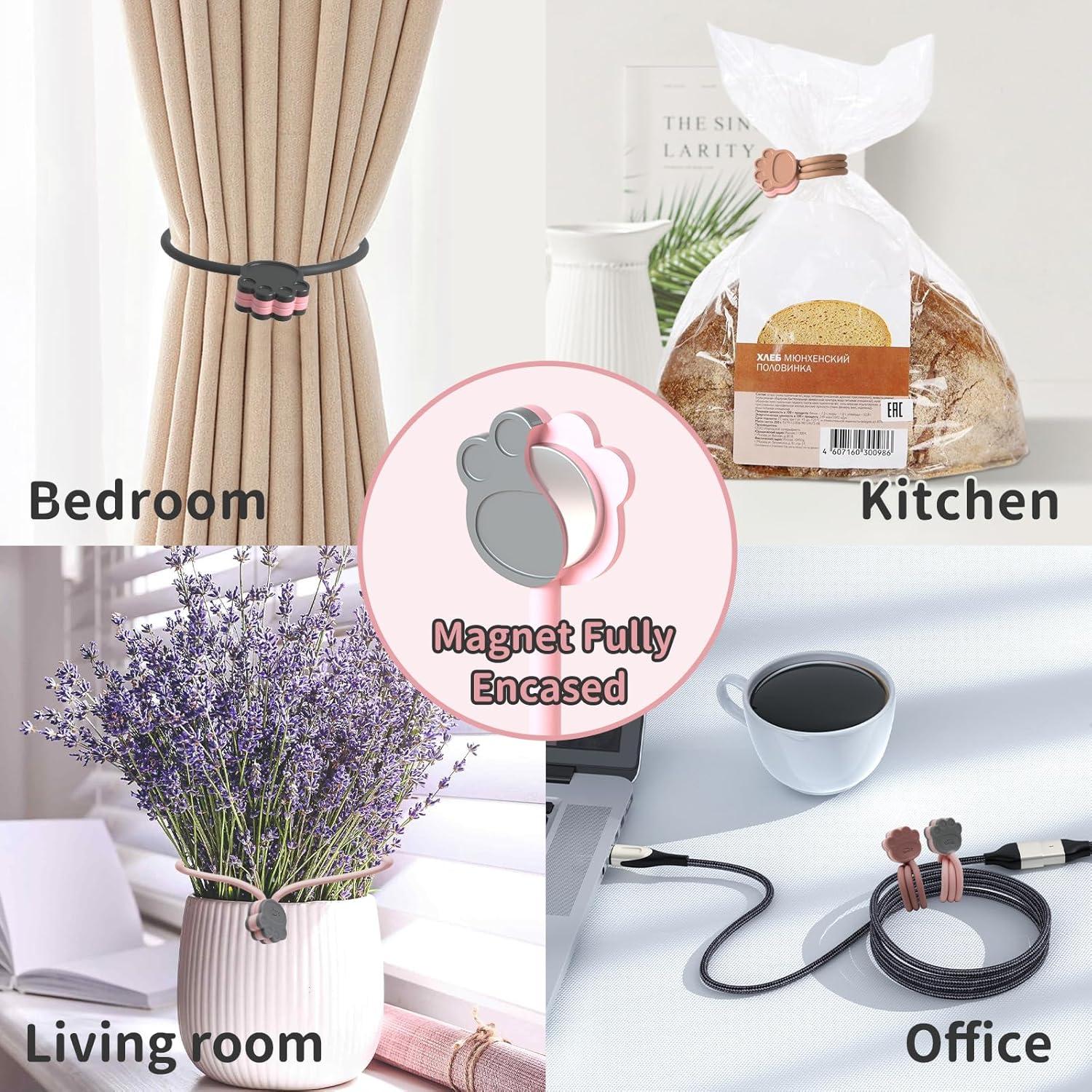 Lazos Magnéticos SOOOEC Patita de Gato - Paquete de 24