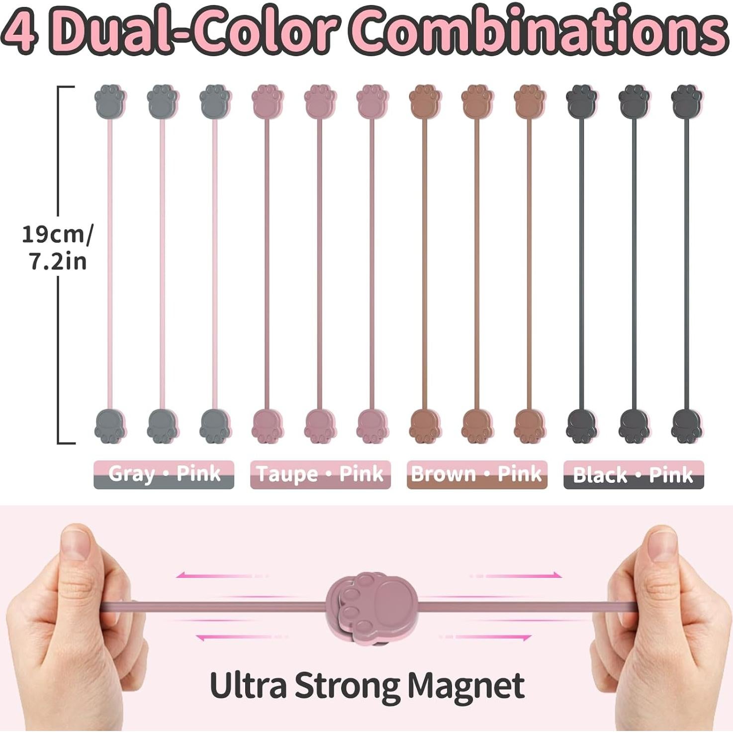 Lazos Magnéticos SOOOEC Patita de Gato - Paquete de 24