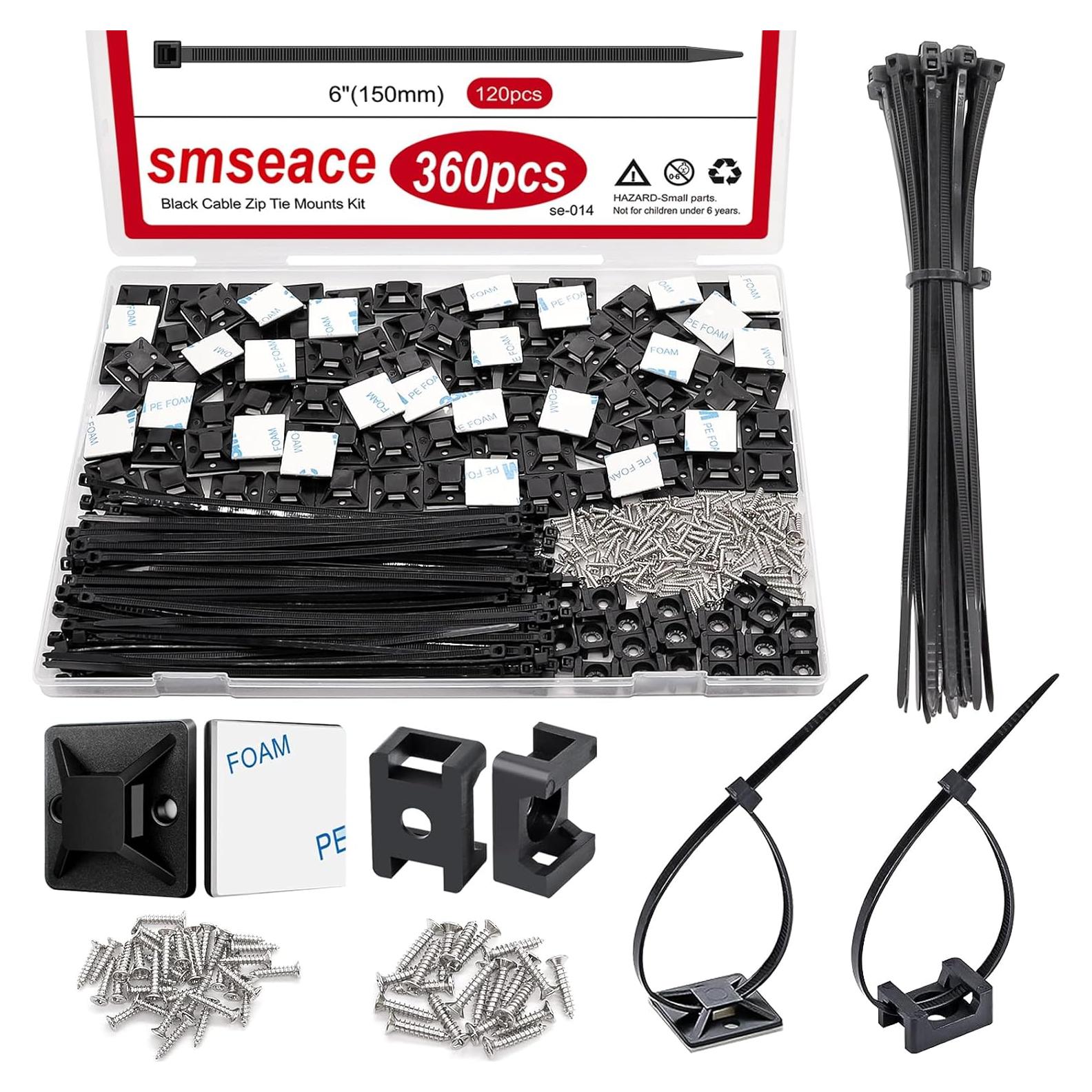 Montajes de Cable Autoadhesivos smseace 360 Pcs 15,24 cm