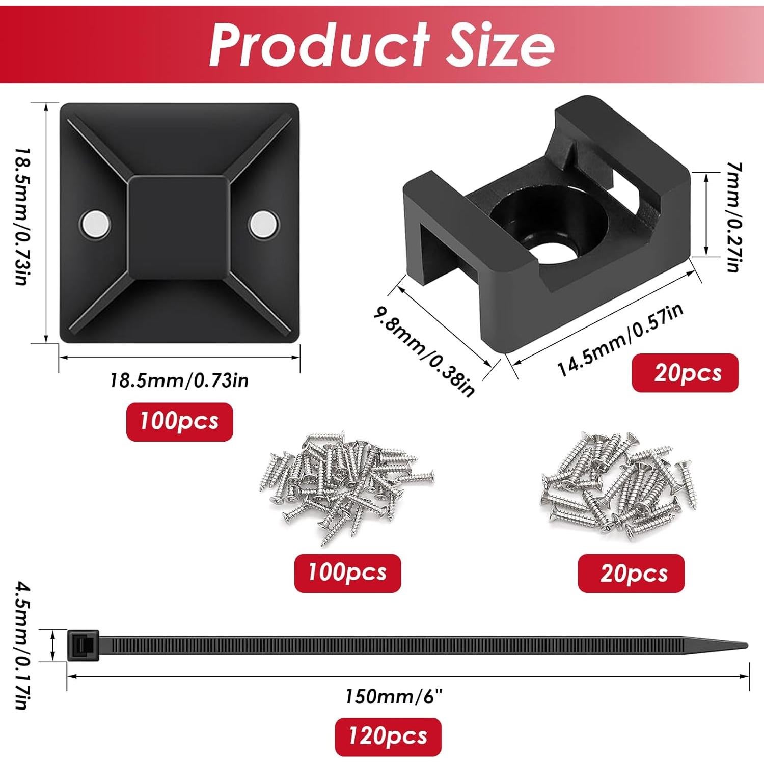 Montajes de Cable Autoadhesivos smseace 360 Pcs 15,24 cm