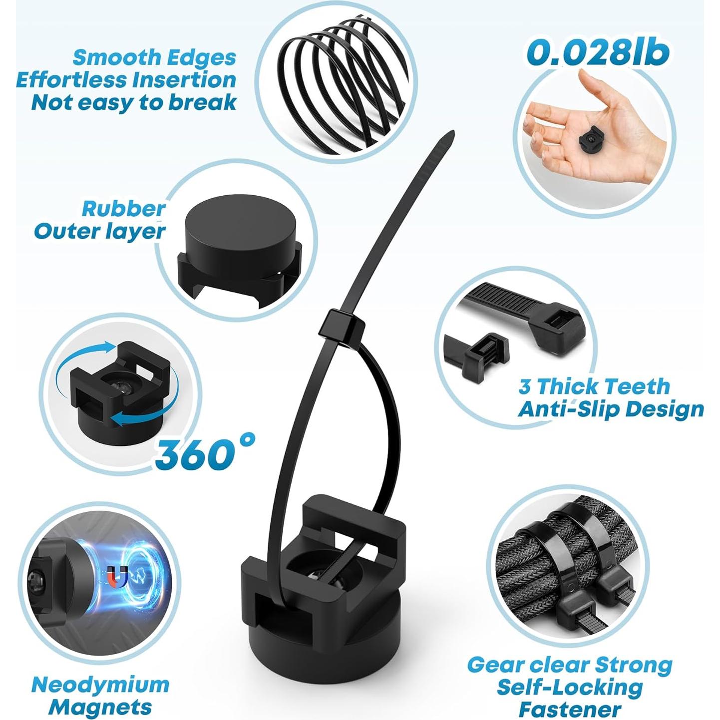 Soportes de Bridas Magnéticas AIYOTAR 110 Pcs Nylon