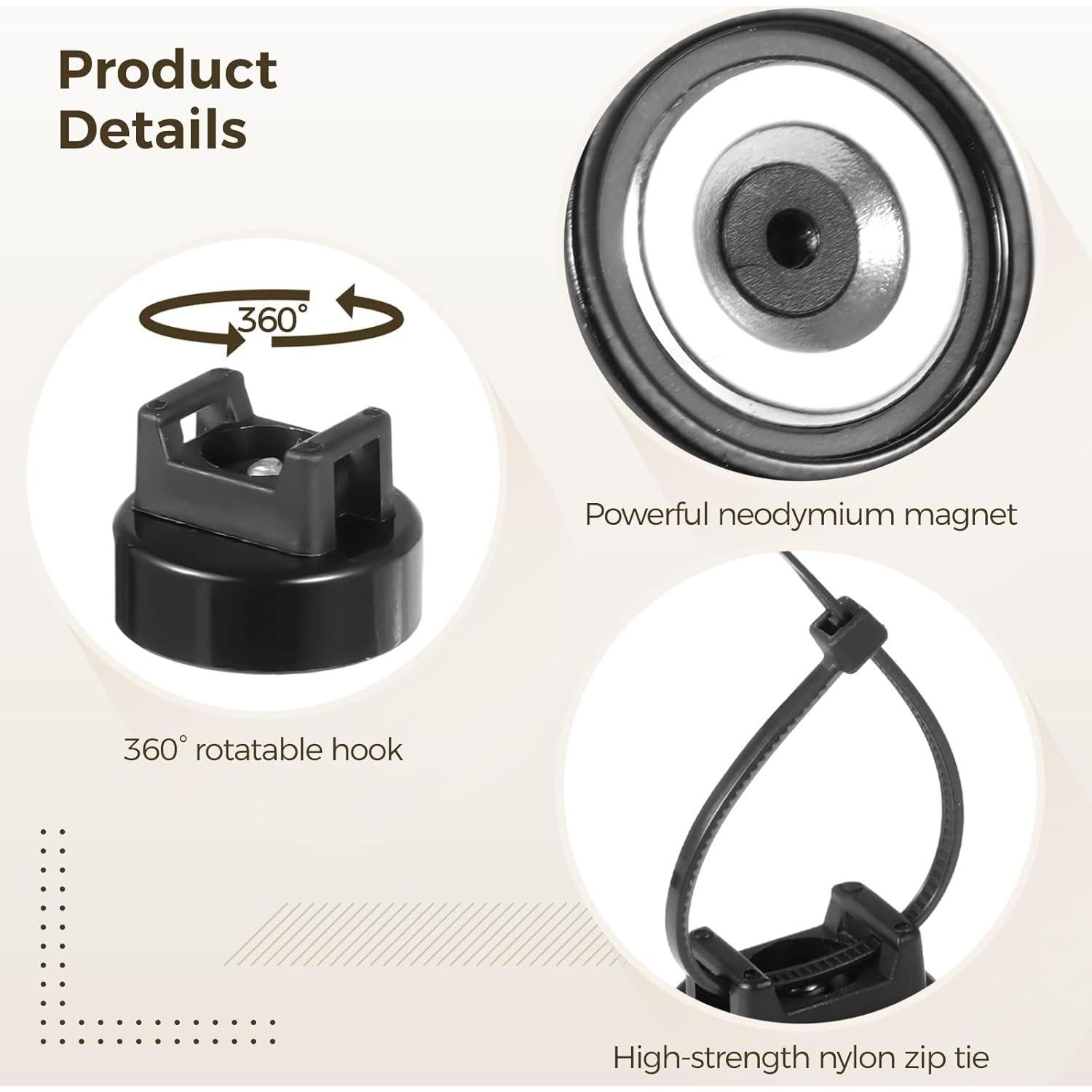 Soportes Magnéticos de Cable Tideme 250 Pcs Nylon Negro