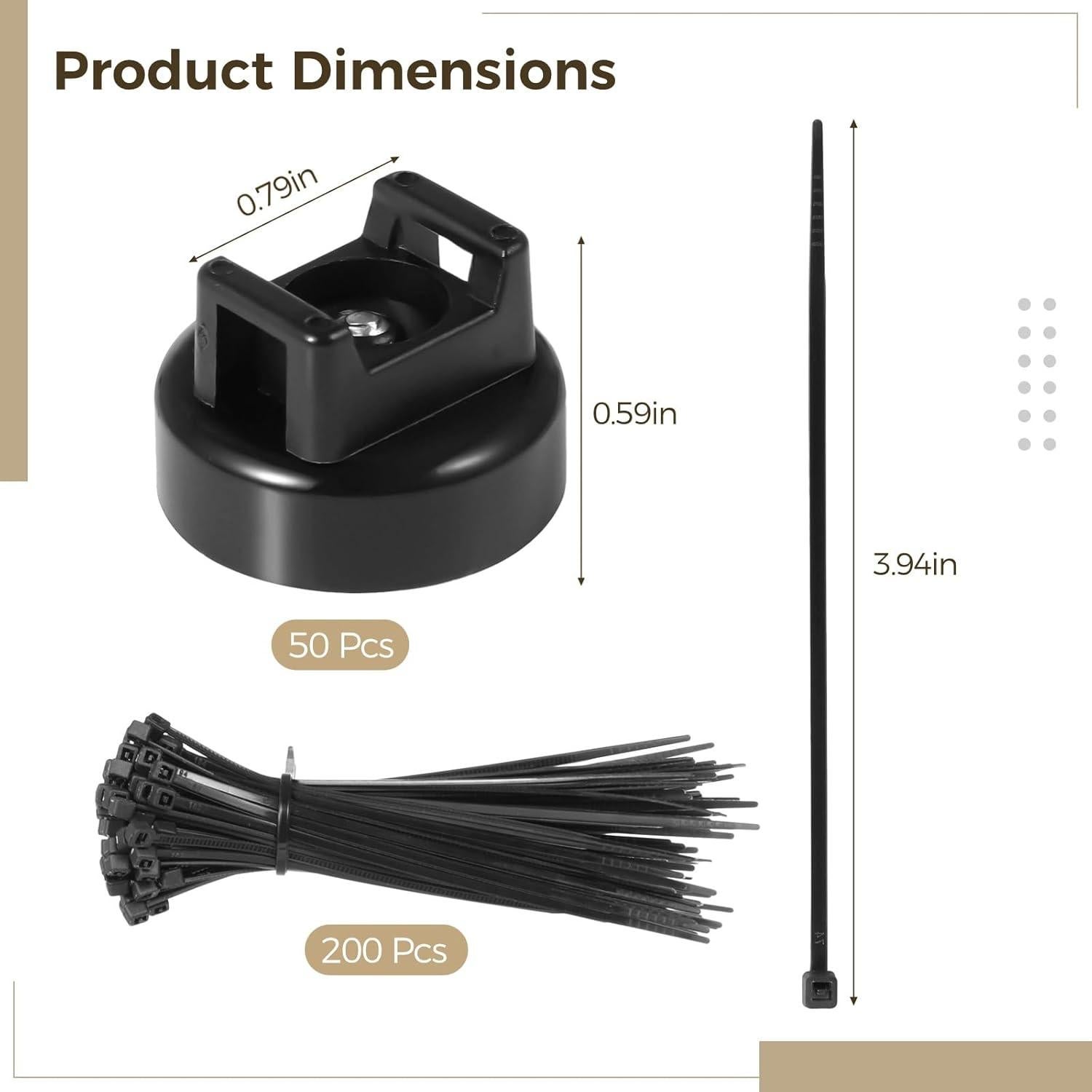 Soportes Magnéticos de Cable Tideme 250 Pcs Nylon Negro