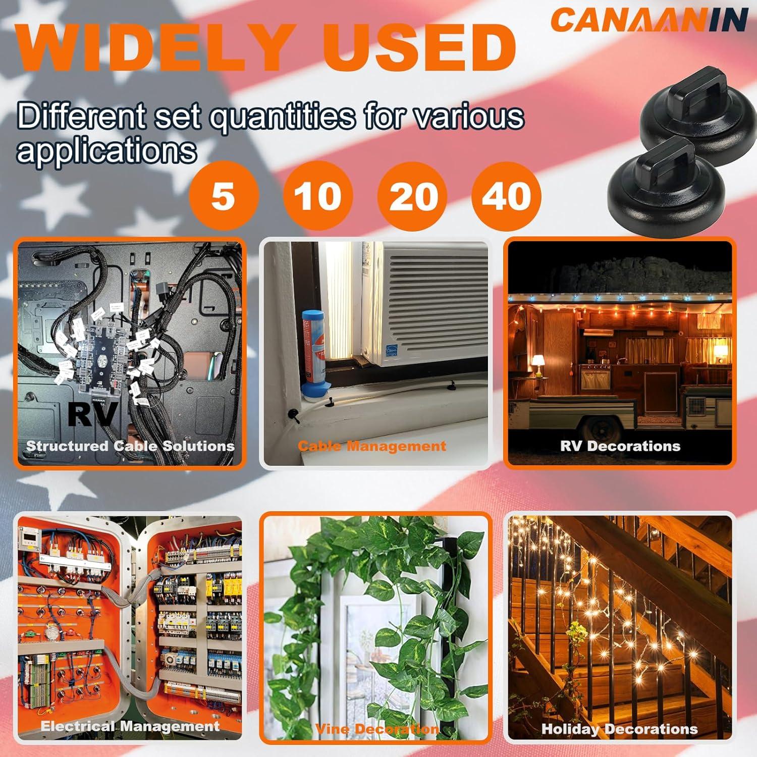 Soportes Magnéticos para Cables CANAANIN 20 Pcs Negro