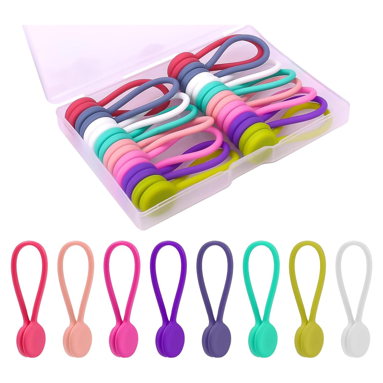 16 Clips Magnéticos KINBOM de Silicona para Cables - 8 Colores