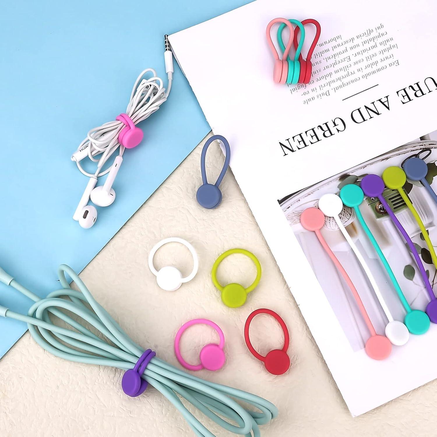 16 Clips Magnéticos KINBOM de Silicona para Cables - 8 Colores