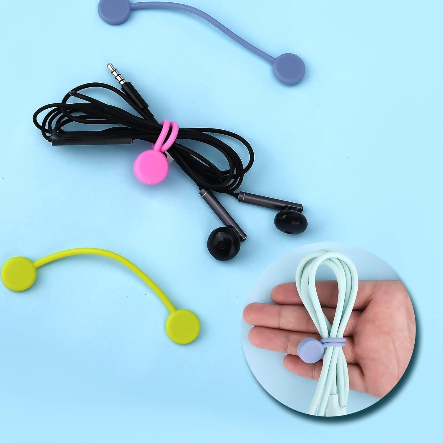 16 Clips Magnéticos KINBOM de Silicona para Cables - 8 Colores