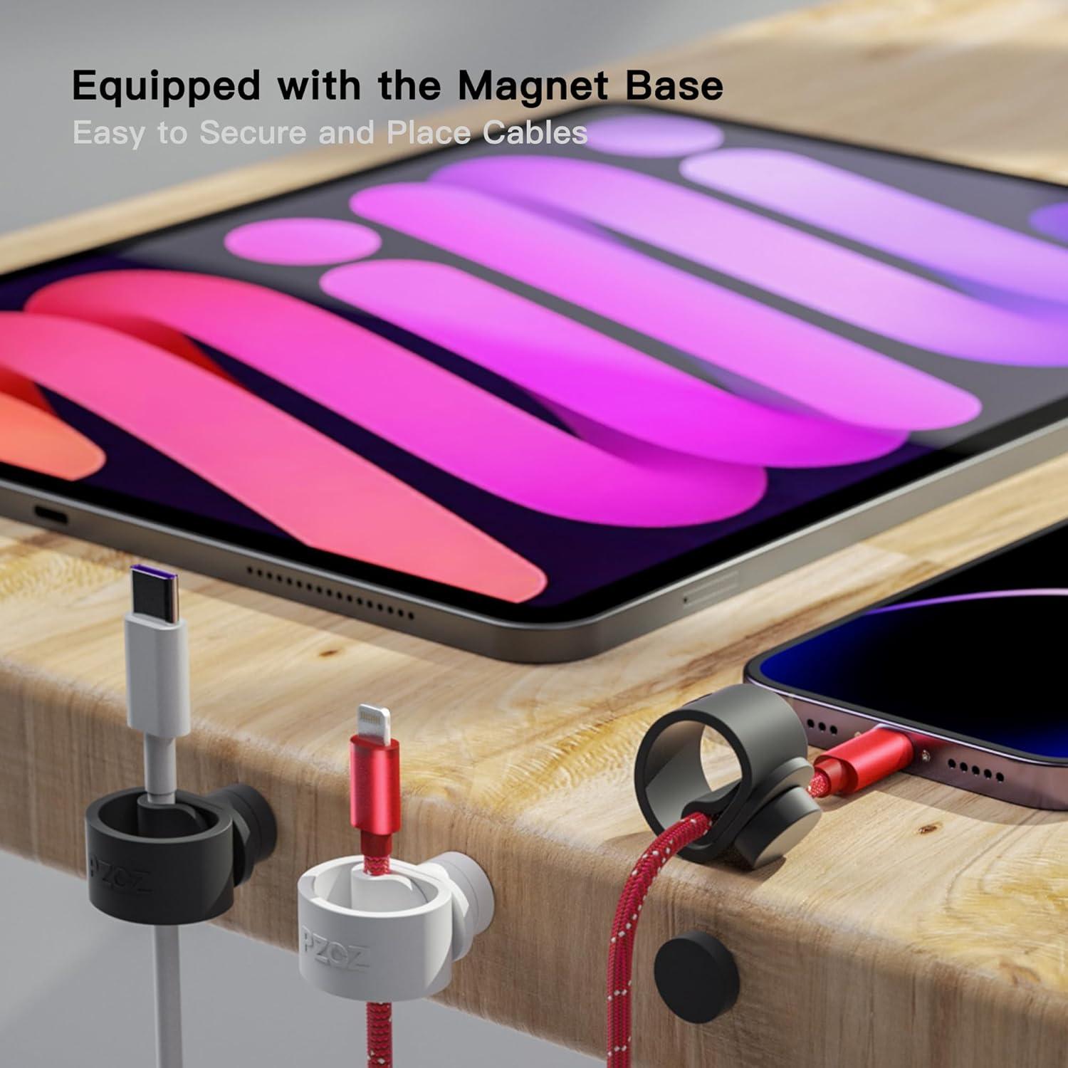 PZOZ 5 Correas Magnéticas Reutilizables para Cables Negro