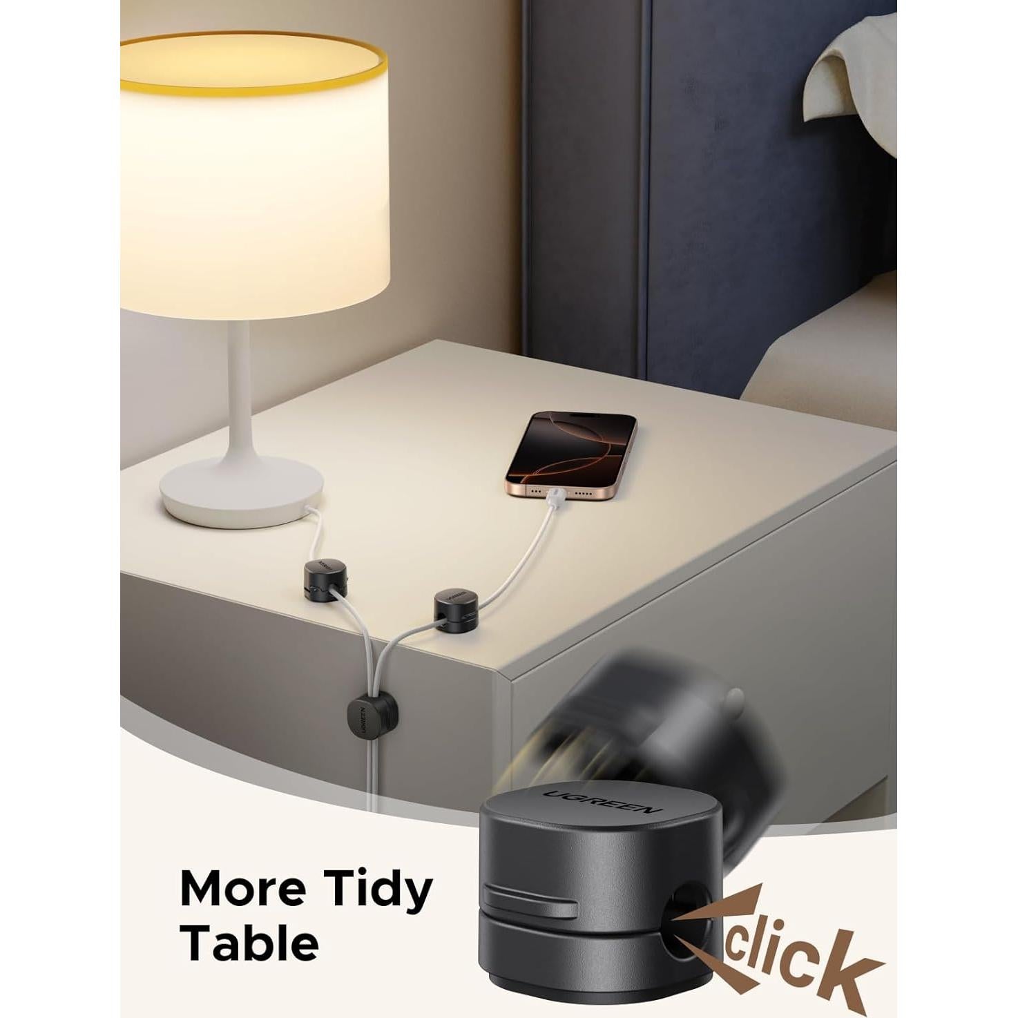 Soporte Organizador de Cables UGREEN 6 Clips Magnéticos Negro