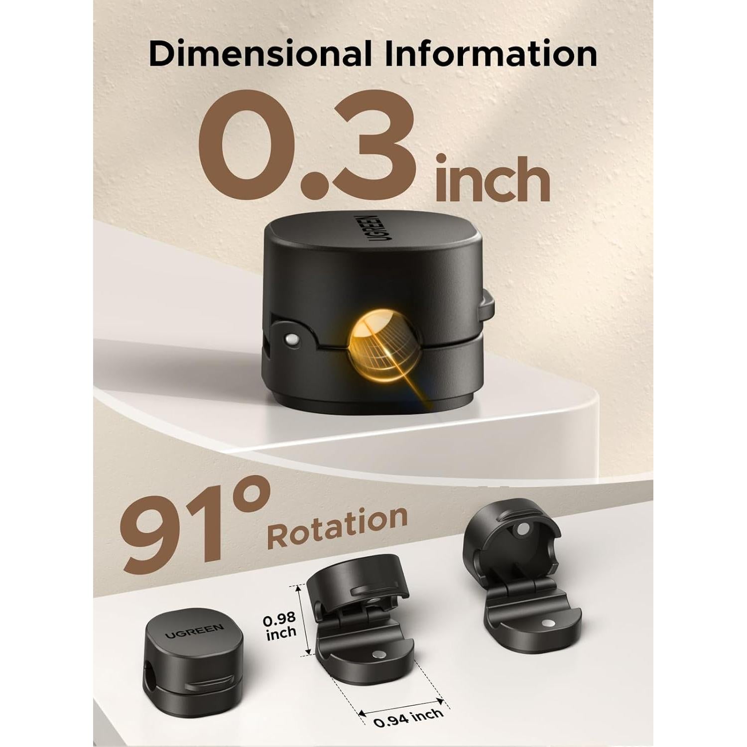 Soporte Organizador de Cables UGREEN 6 Clips Magnéticos Negro