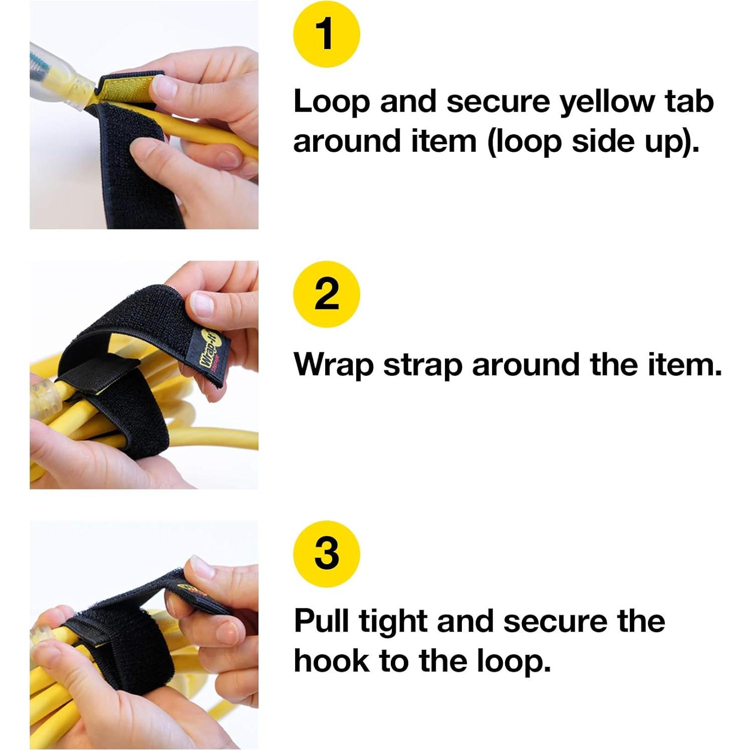 Correas Organizador de Cables Wrap-It Storage 12" Negro 8 Pzas