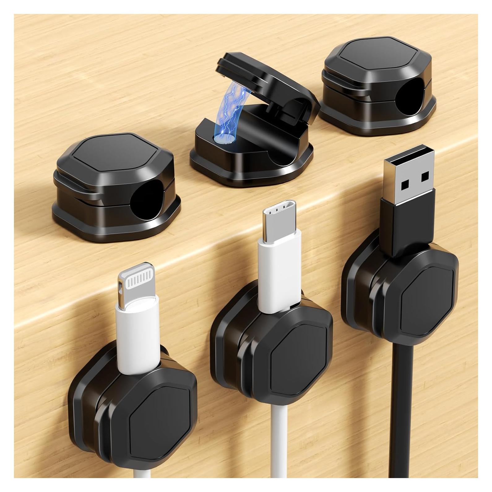 Paquete de 6 Clips Magnéticos para Cables XILILAI Negro