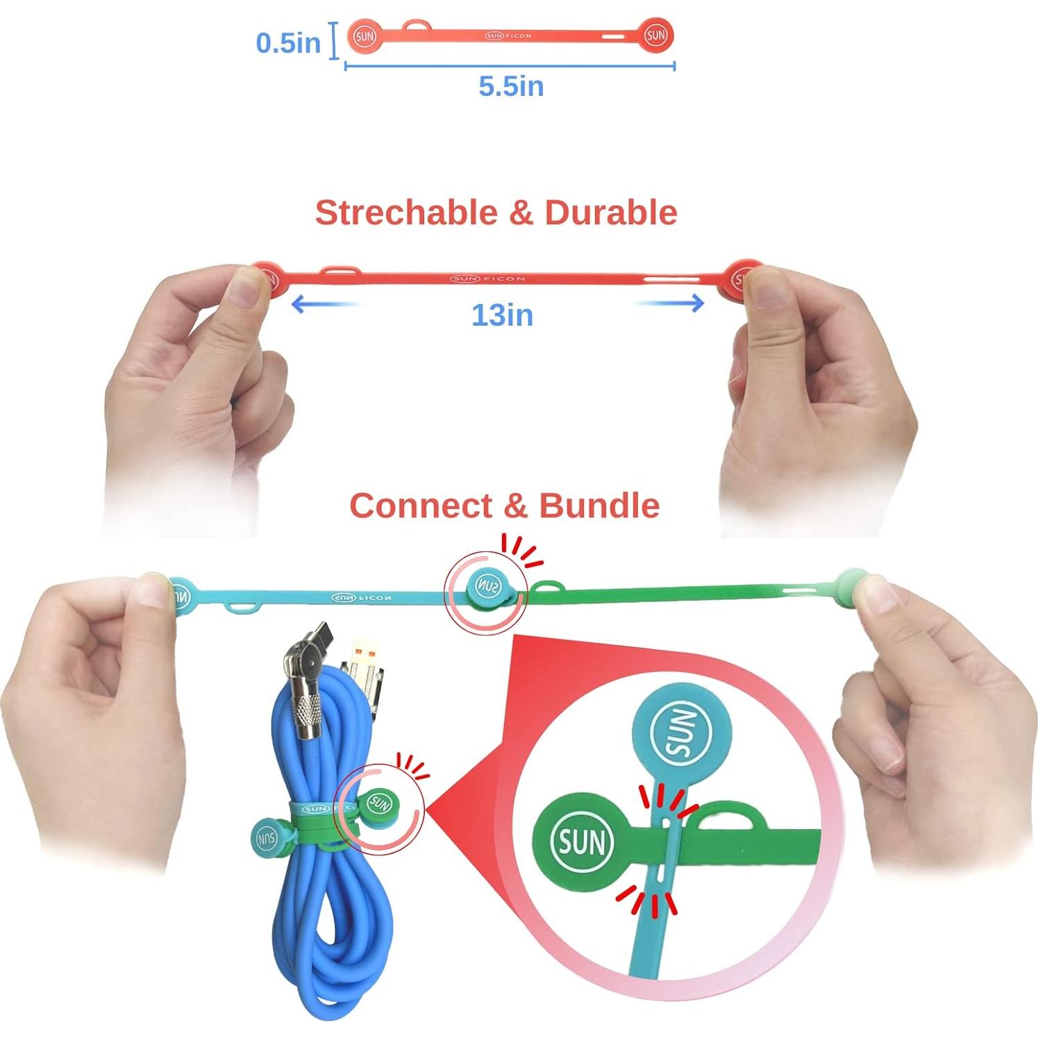 Organizadores de Cables Magnéticos SUNFICON 10 Piezas Silicona