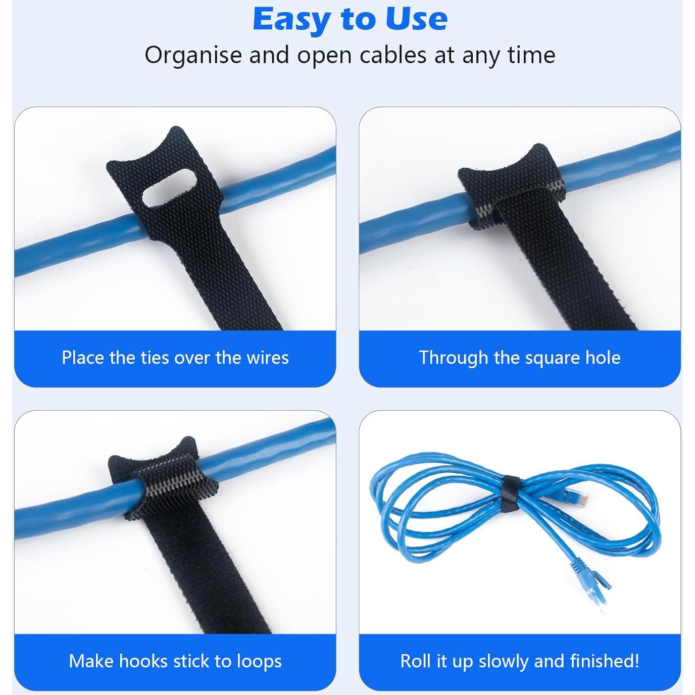 60 Bridas de Cable Reutilizables SUTOUG 15 cm Negras