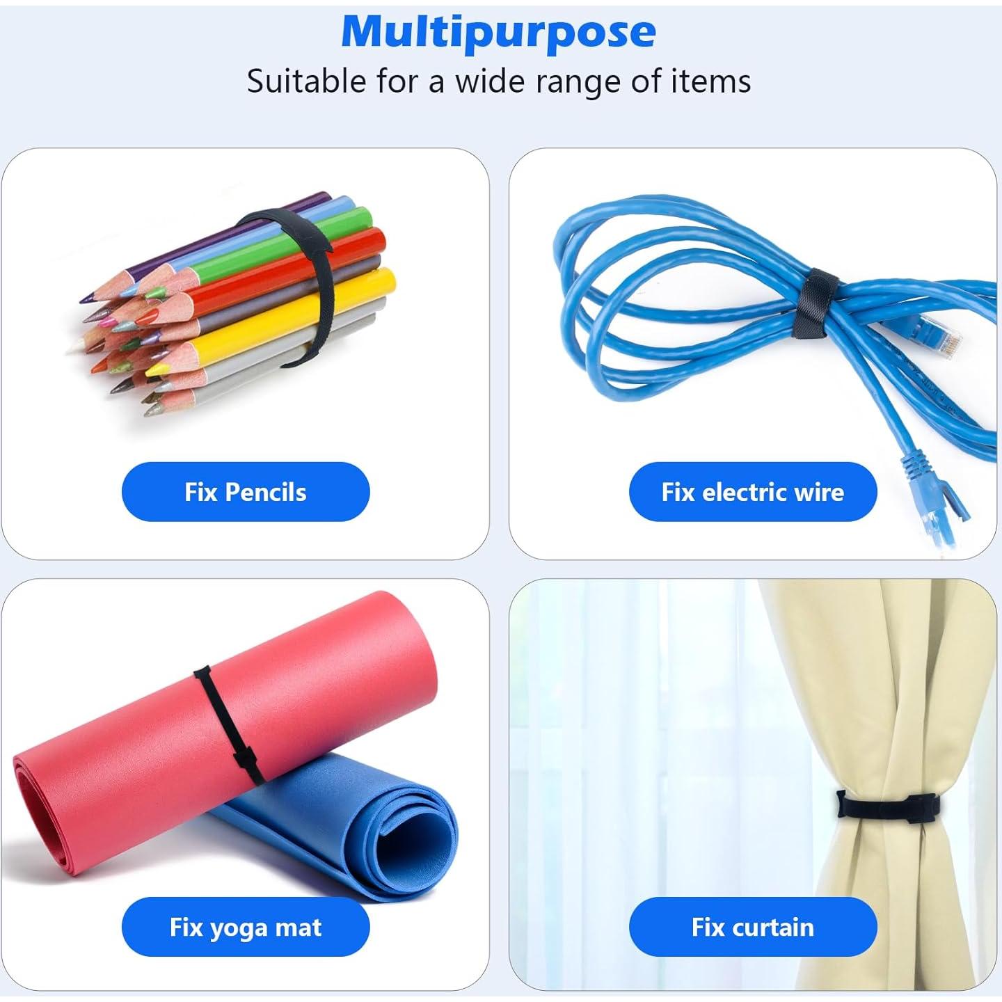 60 Bridas de Cable Reutilizables SUTOUG 15 cm Negras