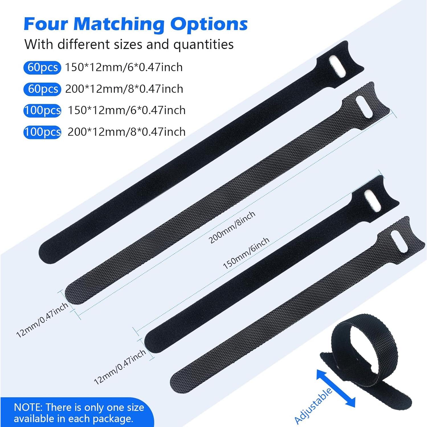 60 Bridas de Cable Reutilizables SUTOUG 15 cm Negras