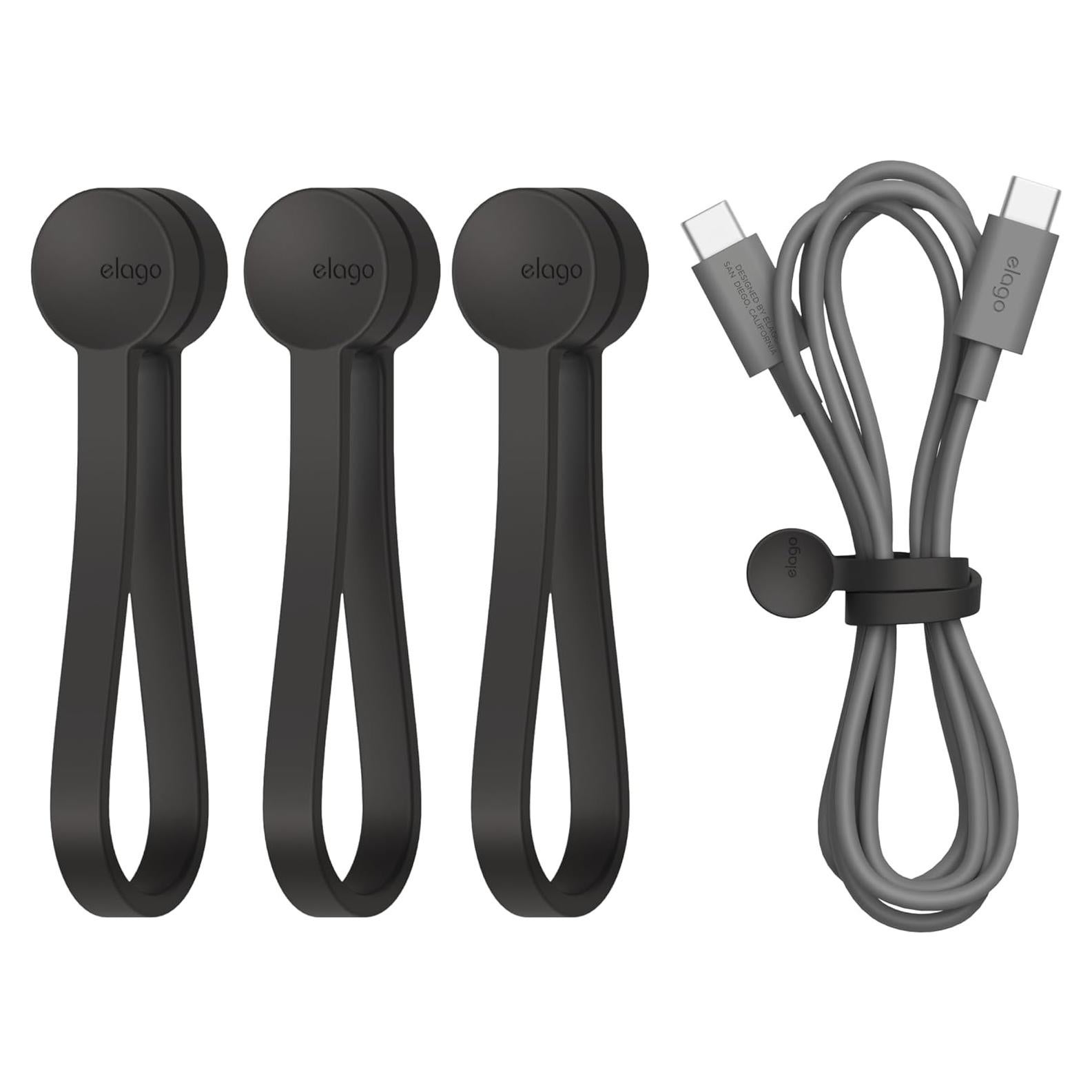 Organizador de Cables Magnético elago 3 Piezas Silicona Negra