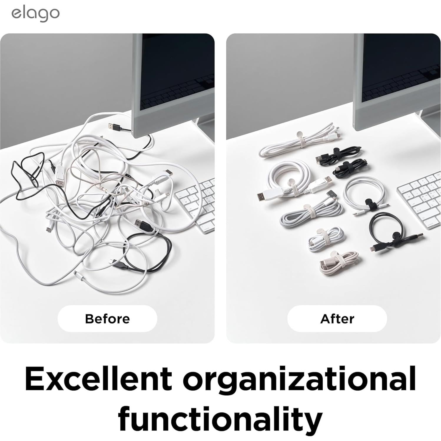 Organizador de Cables Magnético elago 3 Piezas Silicona Negra