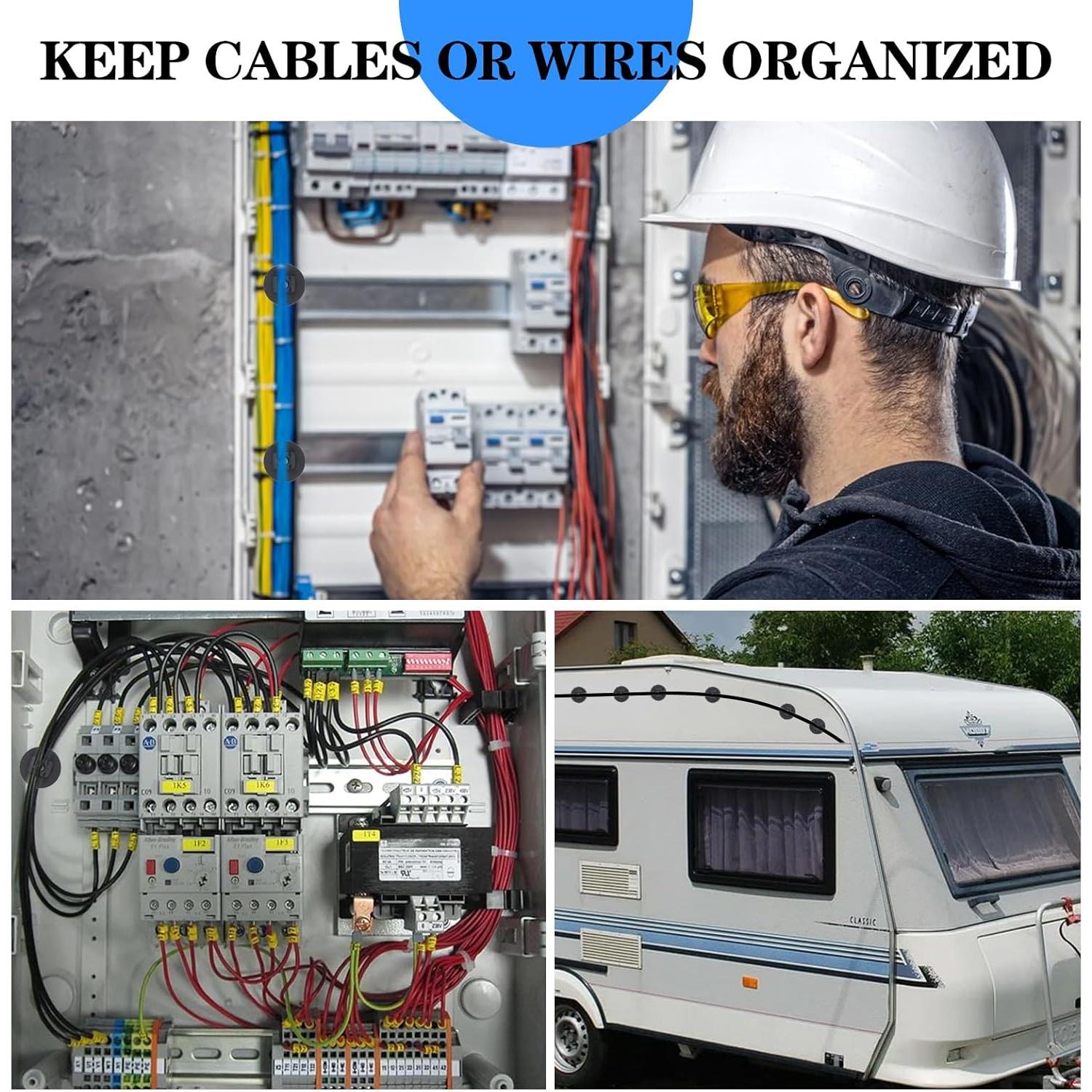 15 Clips Magnéticos para Cables Tobeelec Soporte Negro