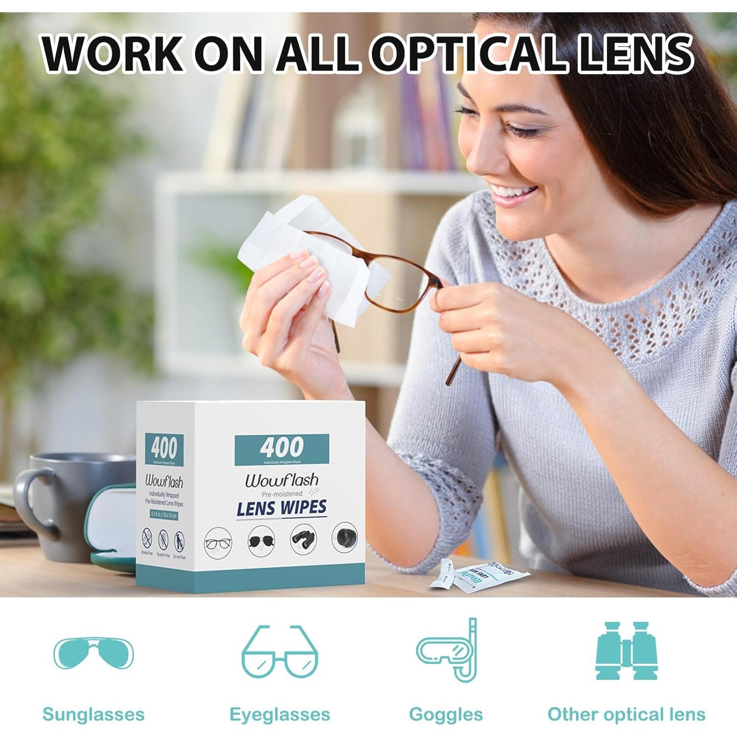 Toallitas de Limpieza de Lentes Wowflash 400 Unidades