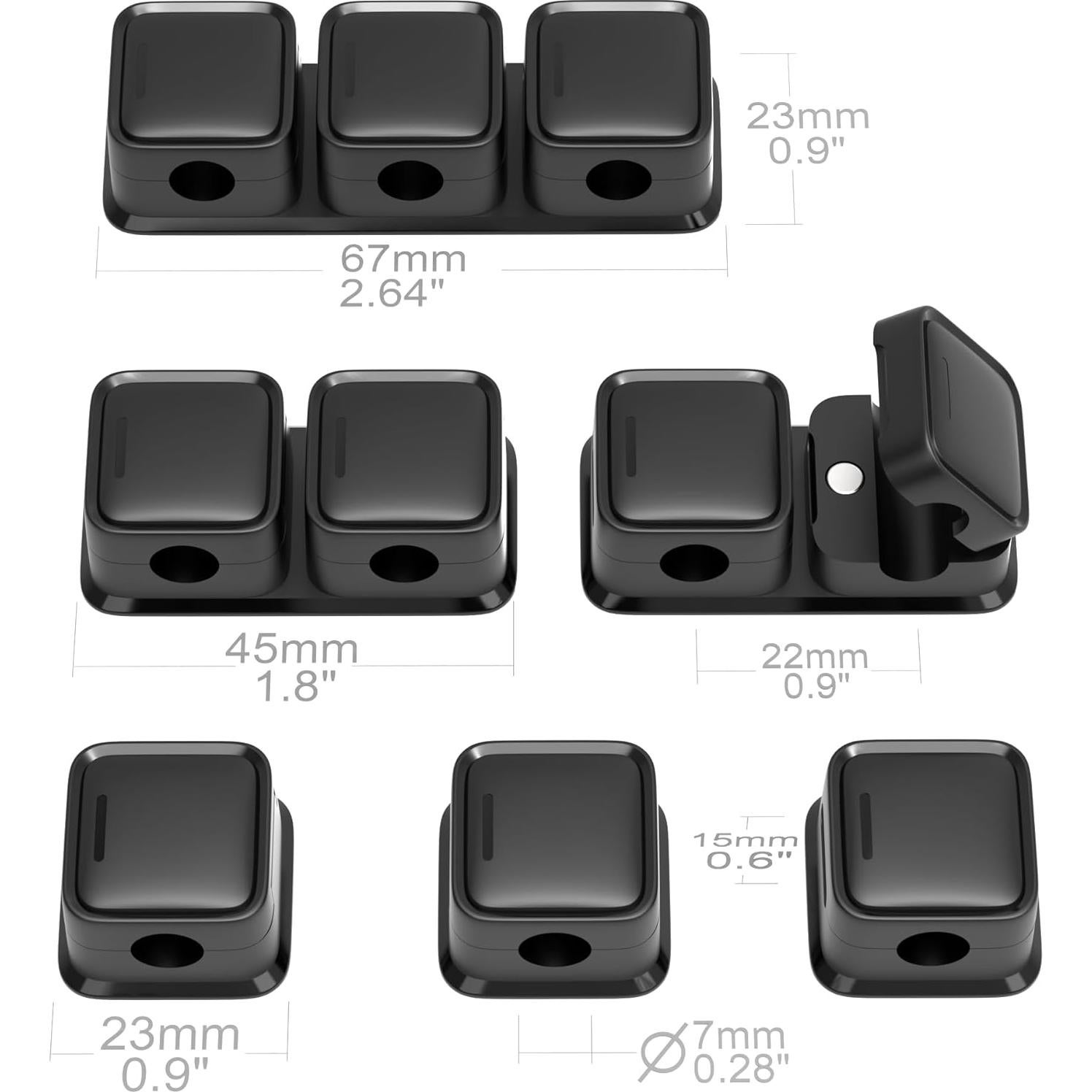 Clips Magnéticos para Cables Smofish, Paquete de 6, Negro