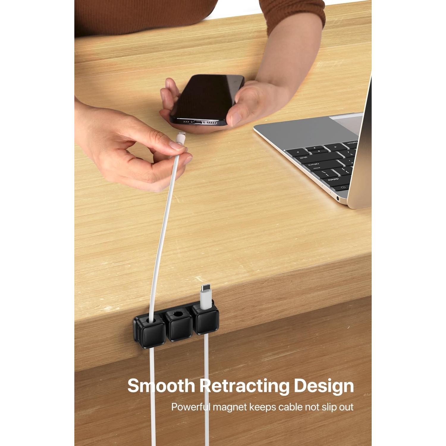 Clips Magnéticos para Cables Smofish, Paquete de 6, Negro