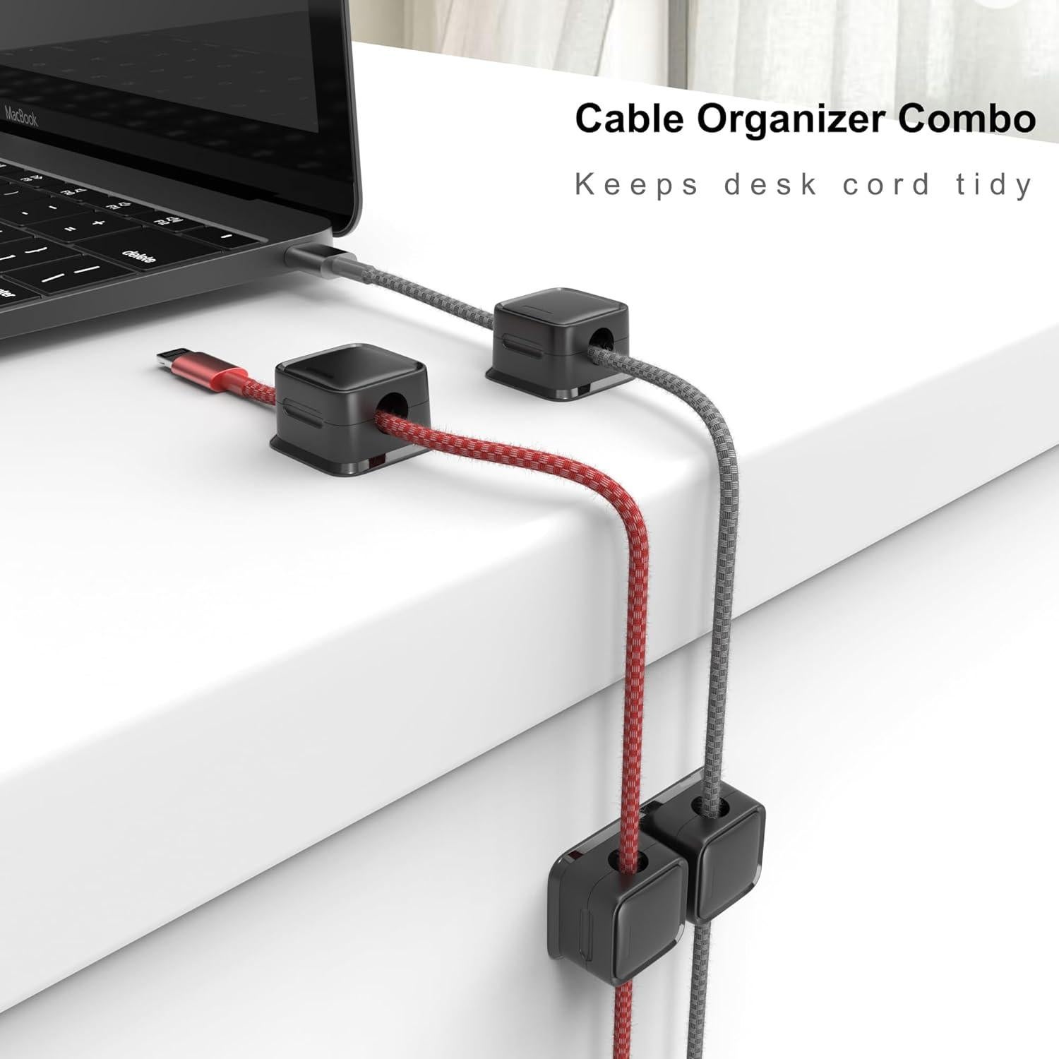 Clips Magnéticos para Cables Smofish, Paquete de 6, Negro