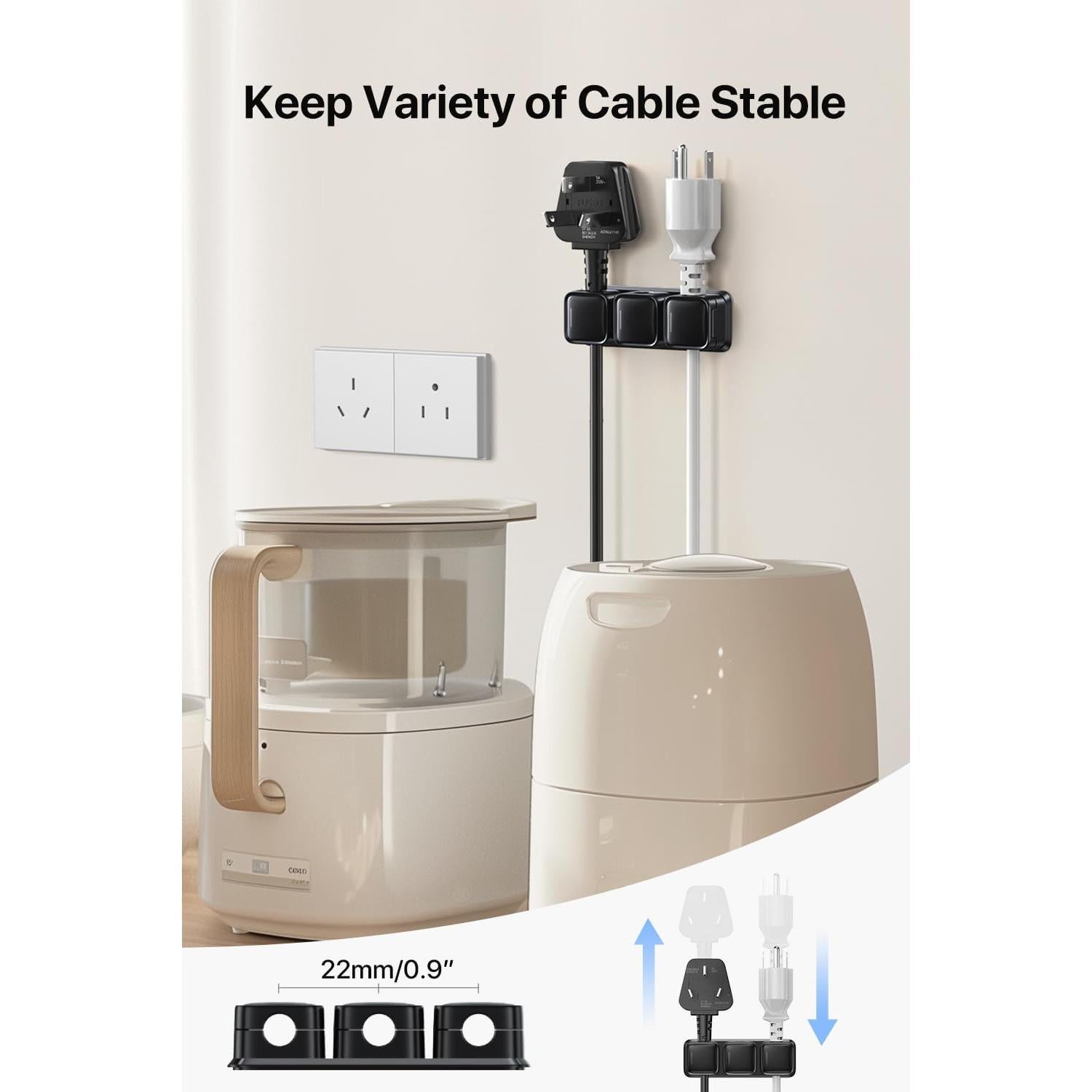 Clips Magnéticos para Cables Smofish, Paquete de 6, Negro