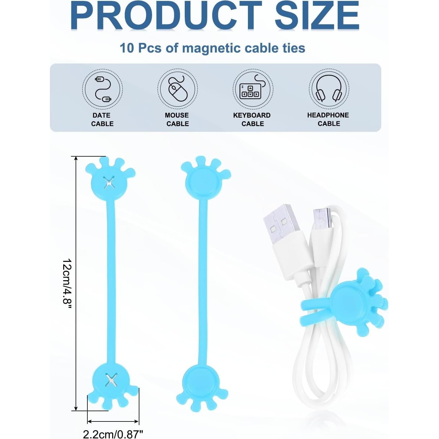 Sujetadores de Cable Magnéticos PATIKIL 10 Pcs Silicona Azul