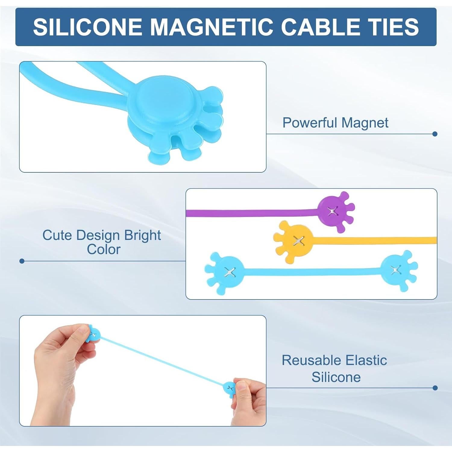 Sujetadores de Cable Magnéticos PATIKIL 10 Pcs Silicona Azul