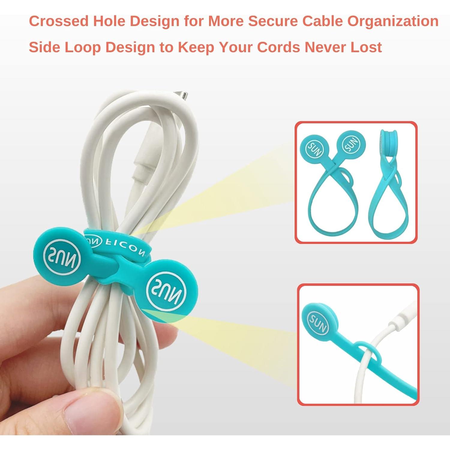 Organizadores Magnéticos de Cables SUNFICON 10 Pcs Multicolor