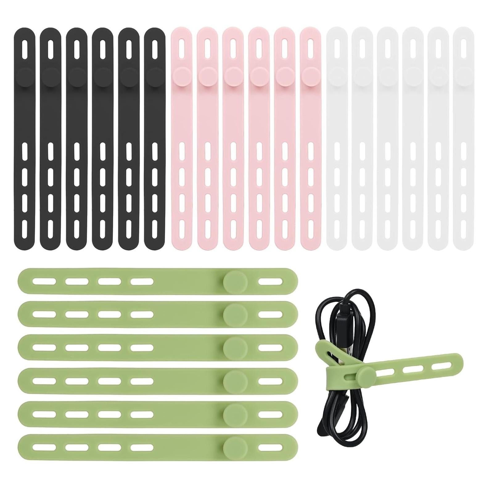 24 Correas de Cable de Silicona Donruby - Reutilizables 4 Colores