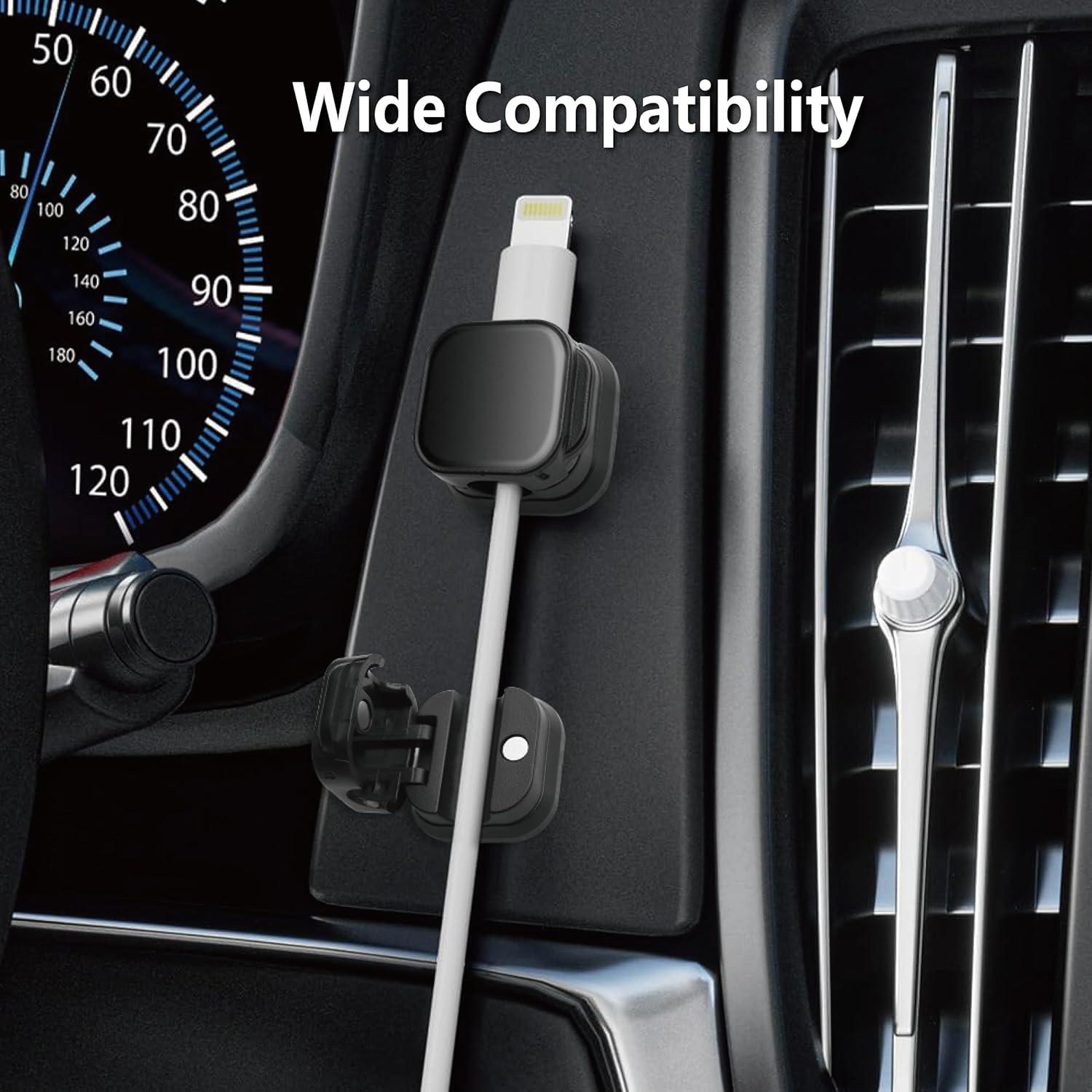 10 Clips Magnéticos para Cables XIOQINE - Organizador Negro