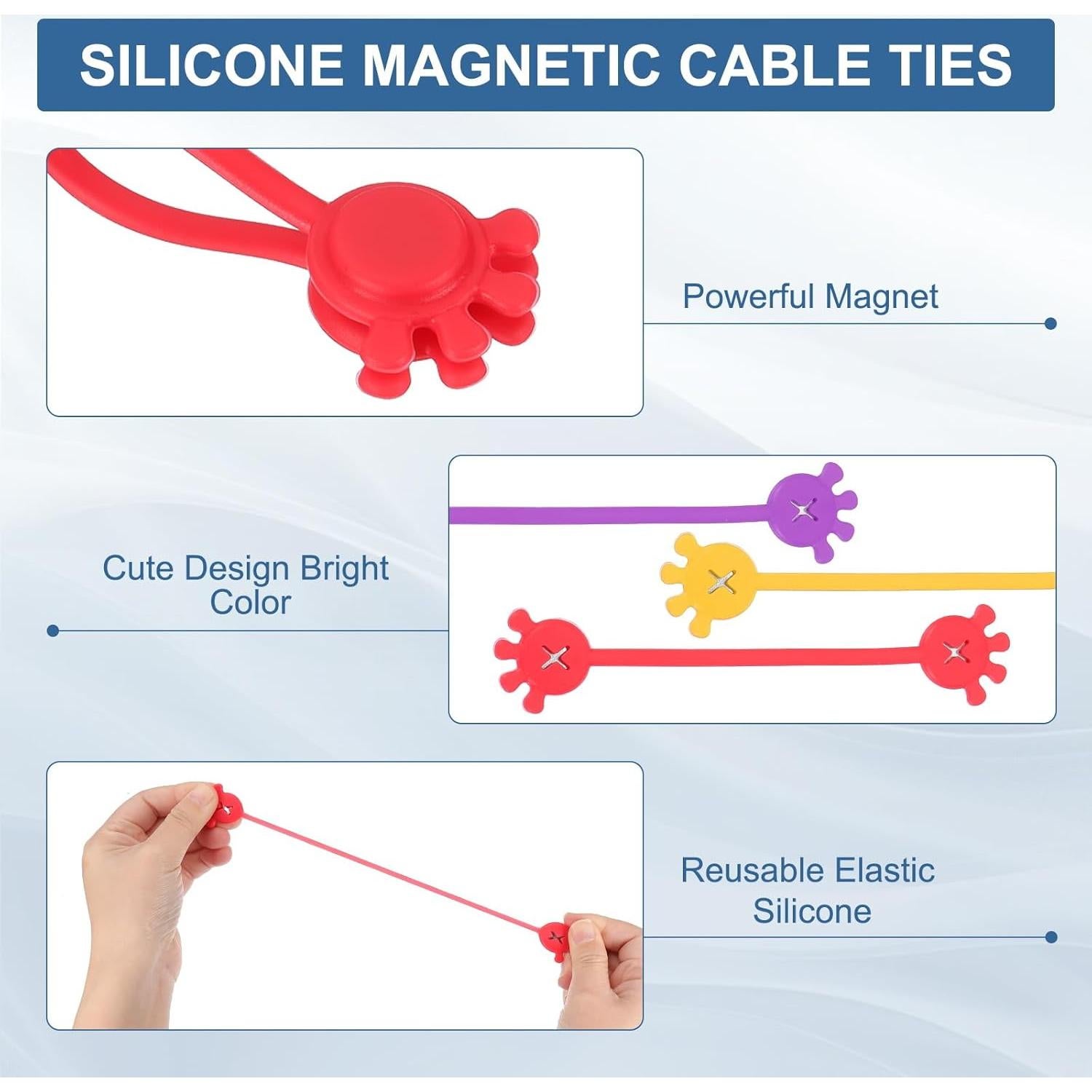 Sujetadores de Cable Magnéticos PATIKIL 10 Pcs Silicona Roja