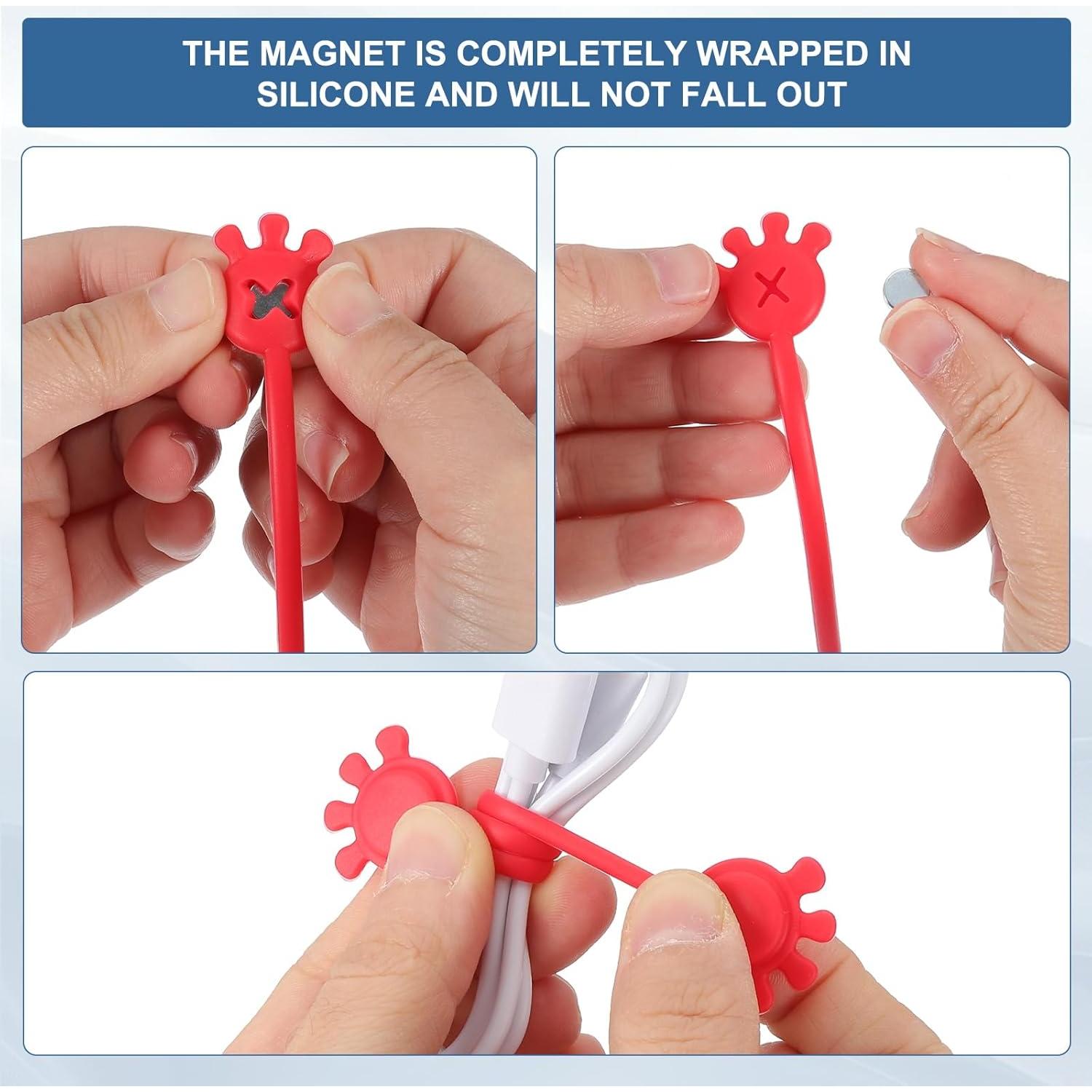 Sujetadores de Cable Magnéticos PATIKIL 10 Pcs Silicona Roja