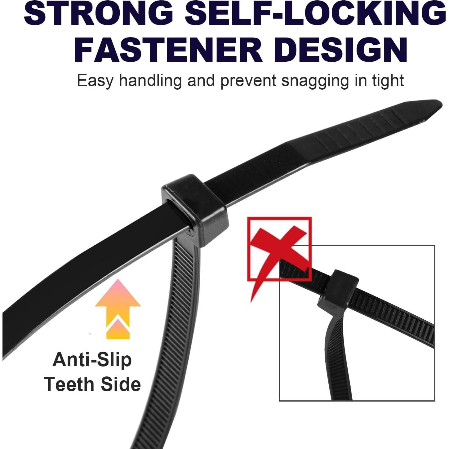 Bridas de Cable RAZCC 1200pcs 40.64cm Nylon 50lb Negras