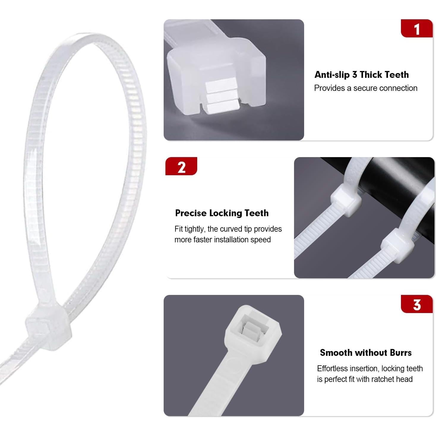 Bridas de Nylon RAZCC 1200pcs 30.48cm 70lb Resistencia