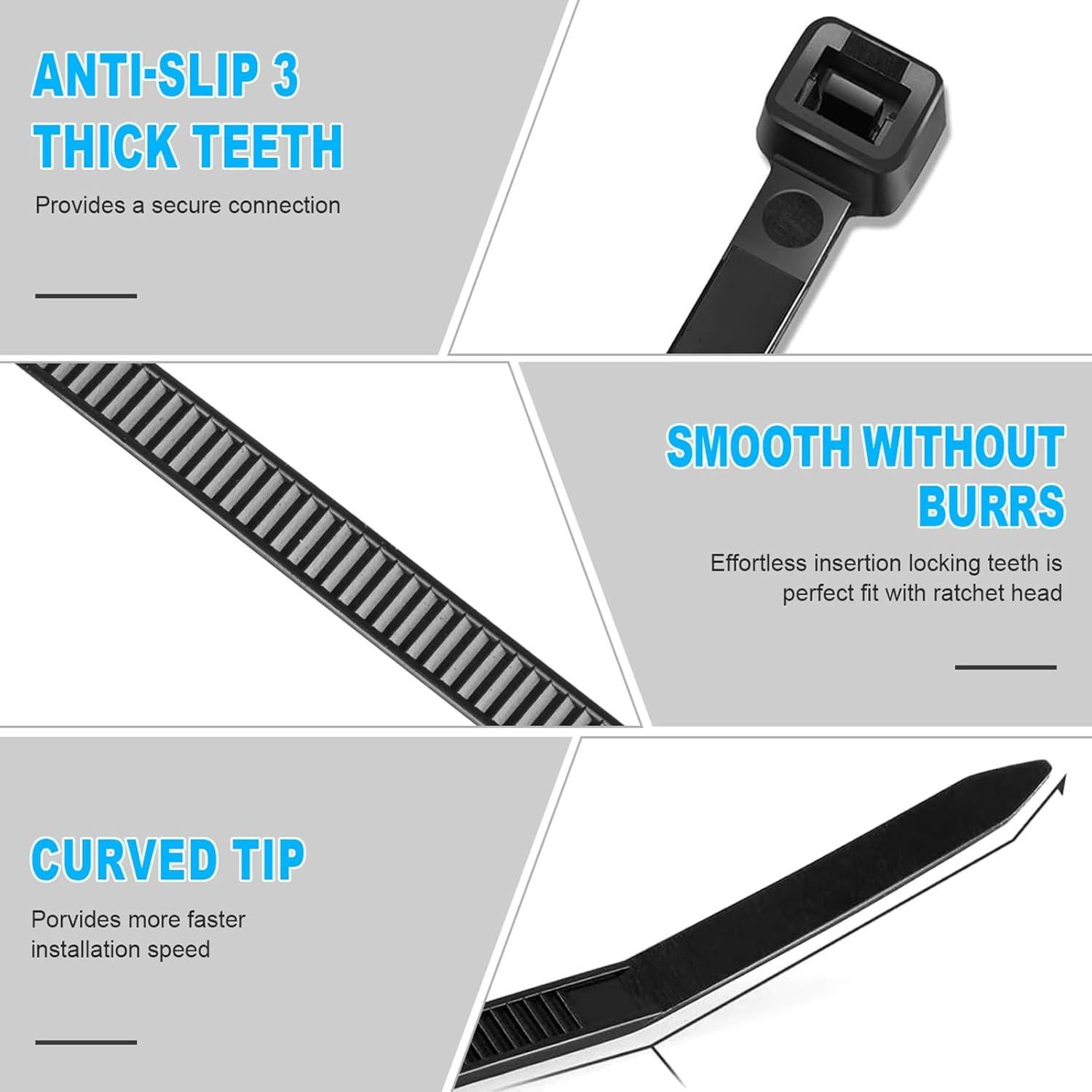 Bridas de Plástico RAZCC 400 Piezas 20-46 cm Negras