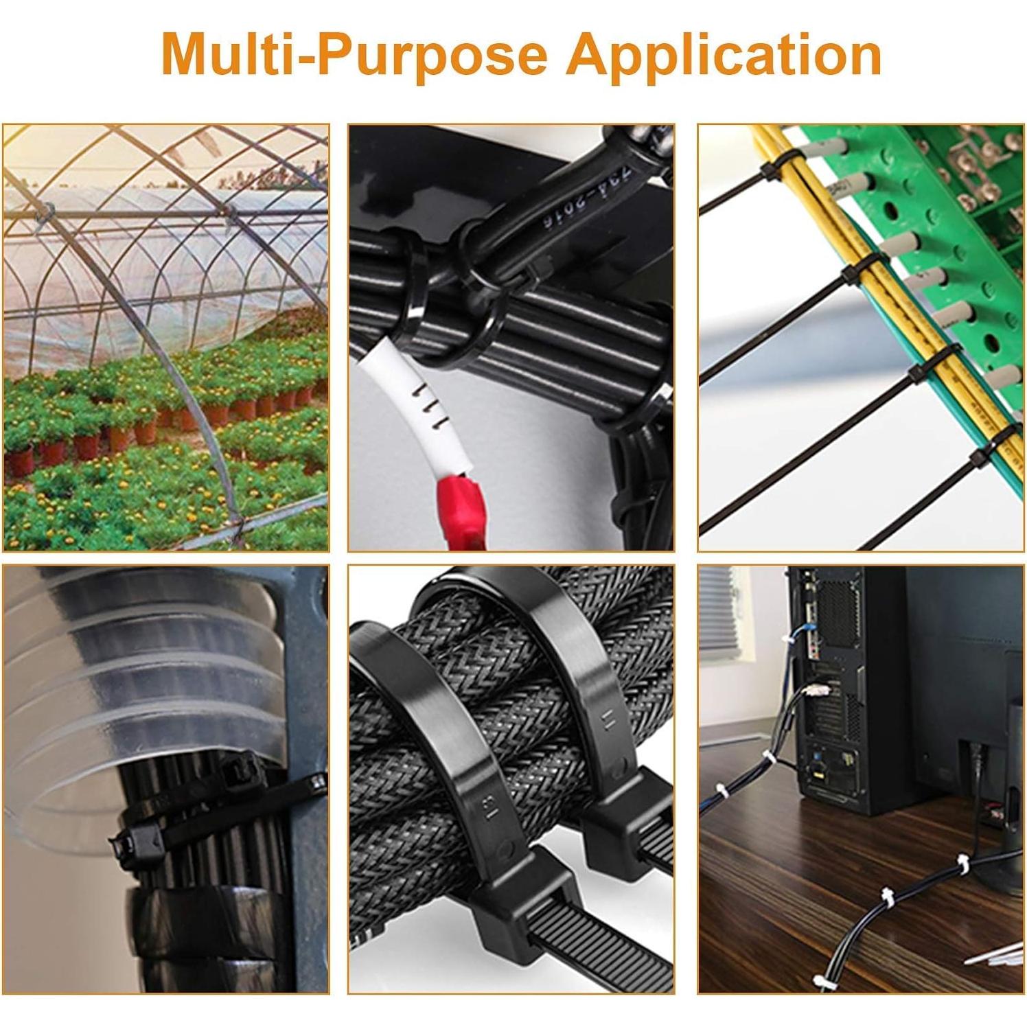 100 Piezas Corbatas de Cable Negras VTECHOLOGY 20,32 cm