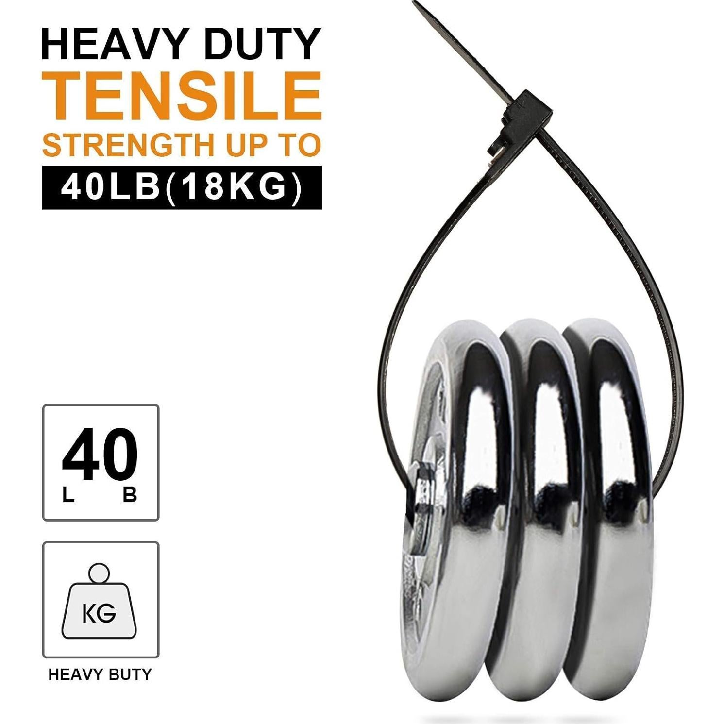 100 Piezas Corbatas de Cable Negras VTECHOLOGY 20,32 cm